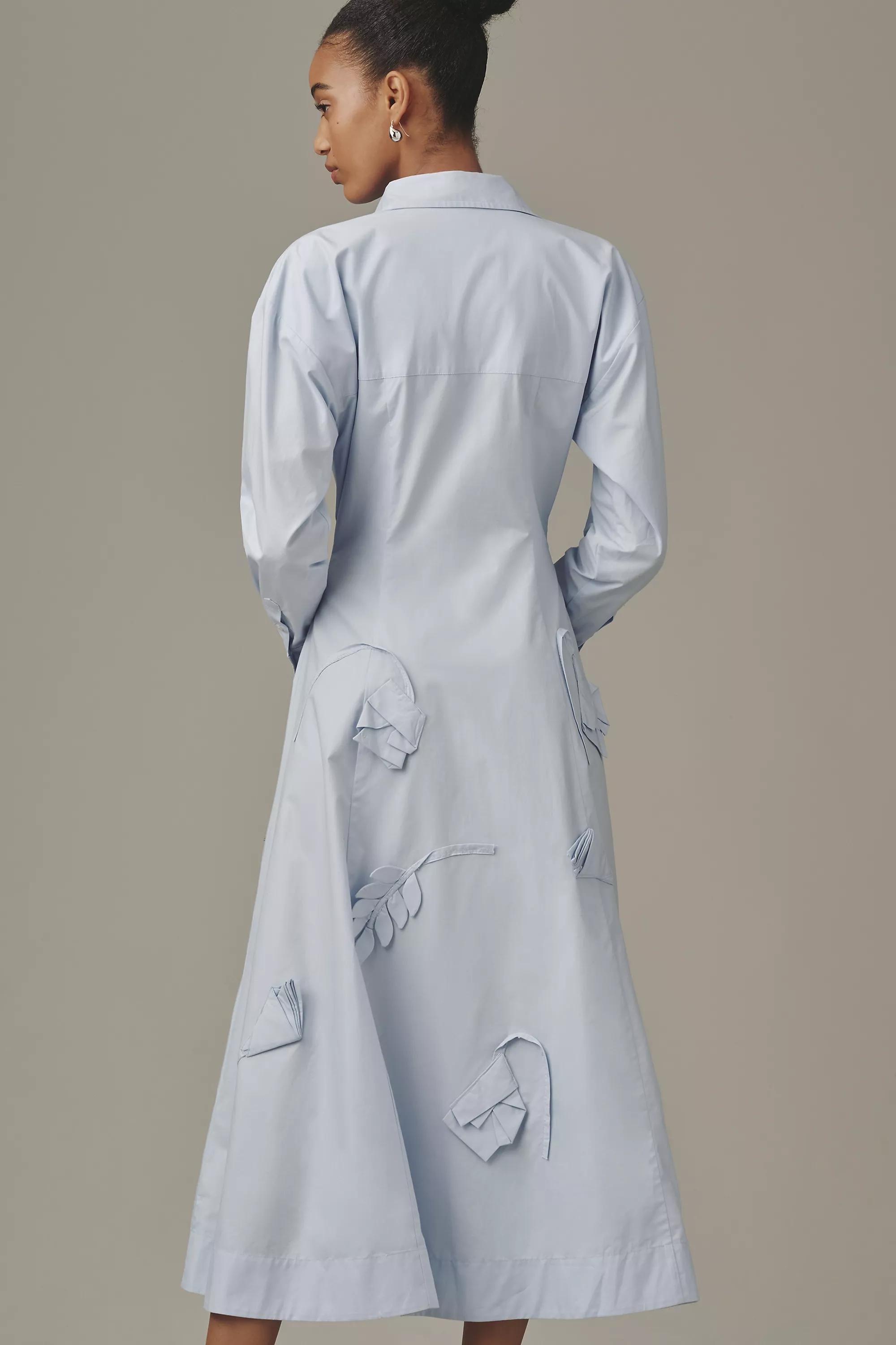 By Maeve 3D Floral Long-Sleeve A-Line Shirt Dress, Blue, A501_0410, large image number 1