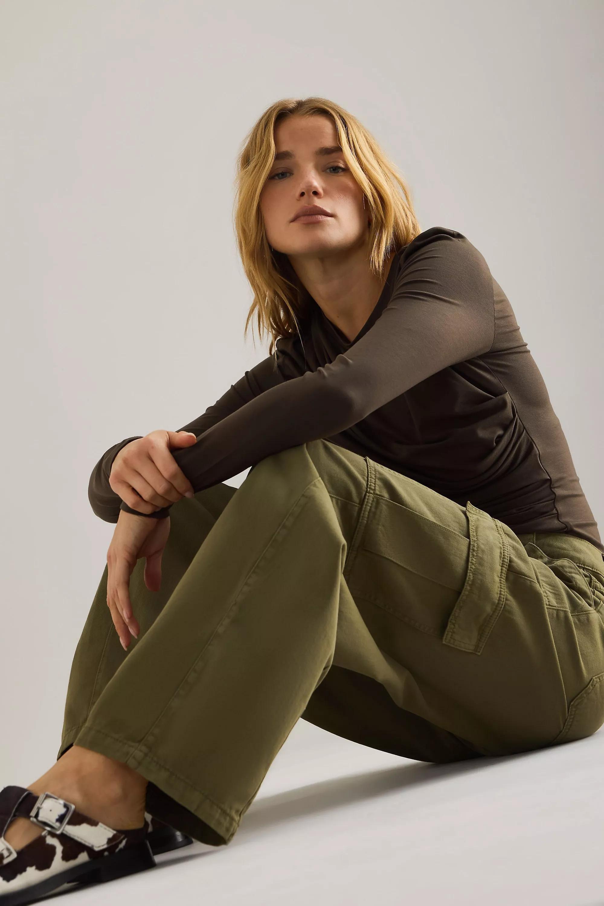 By Anthropologie Barrel Cargo Pants, Green, A501_0030, large image number 4