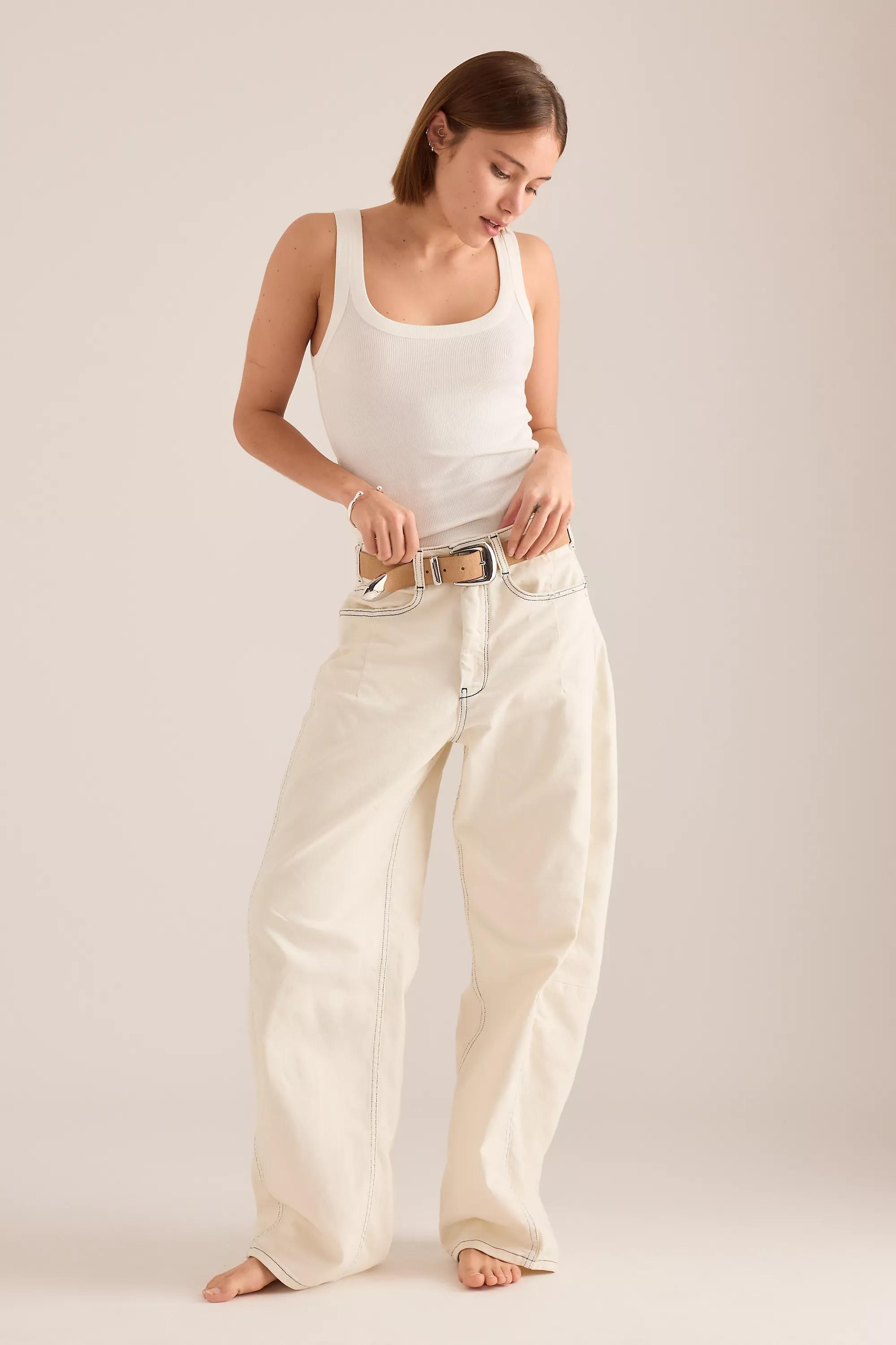 By Pilcro The Kenna Mid-Rise Heritage Barrel Jeans, White, A501_0012, medium