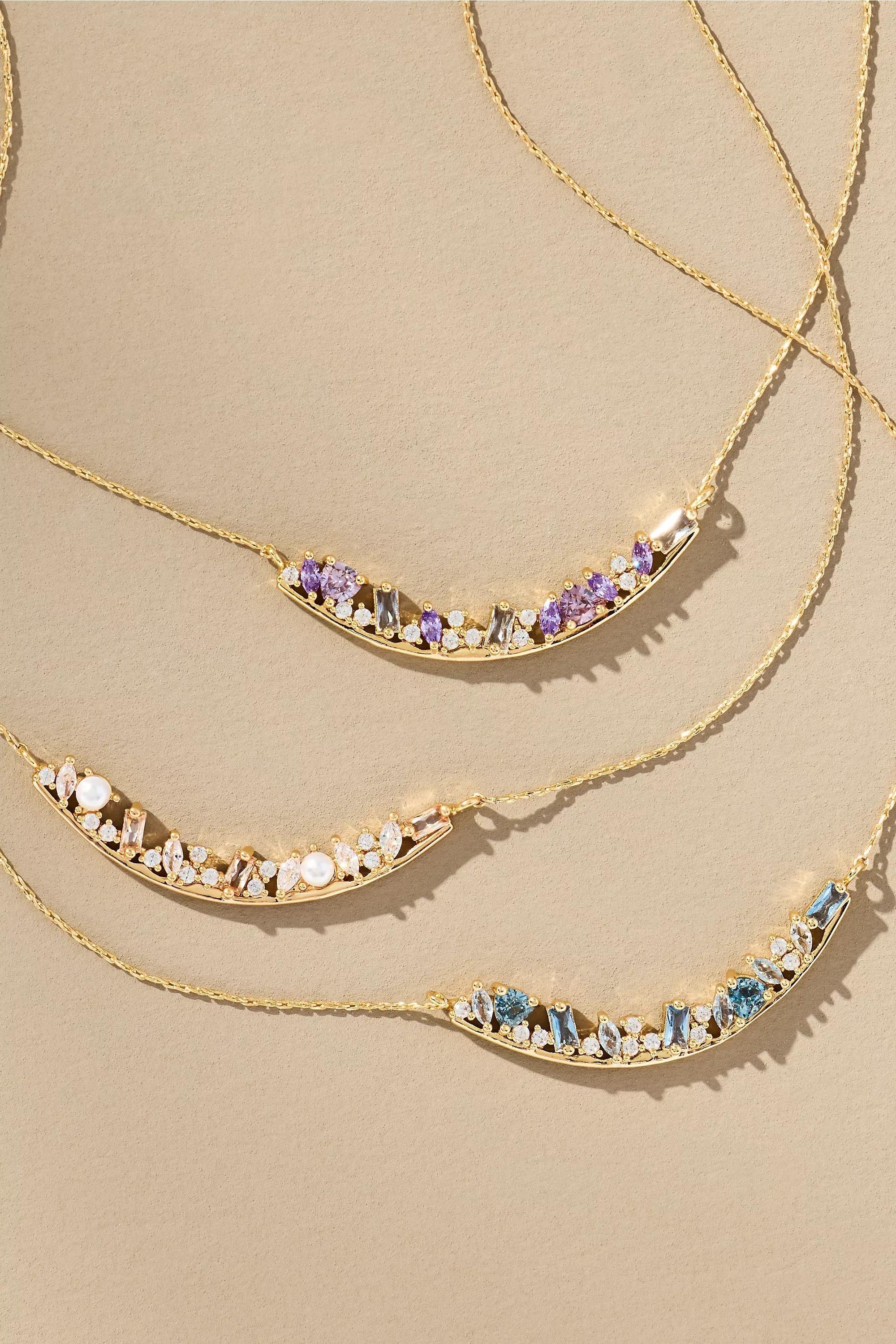 APRIL Birthstone Bar Necklace, Multicolour, medium