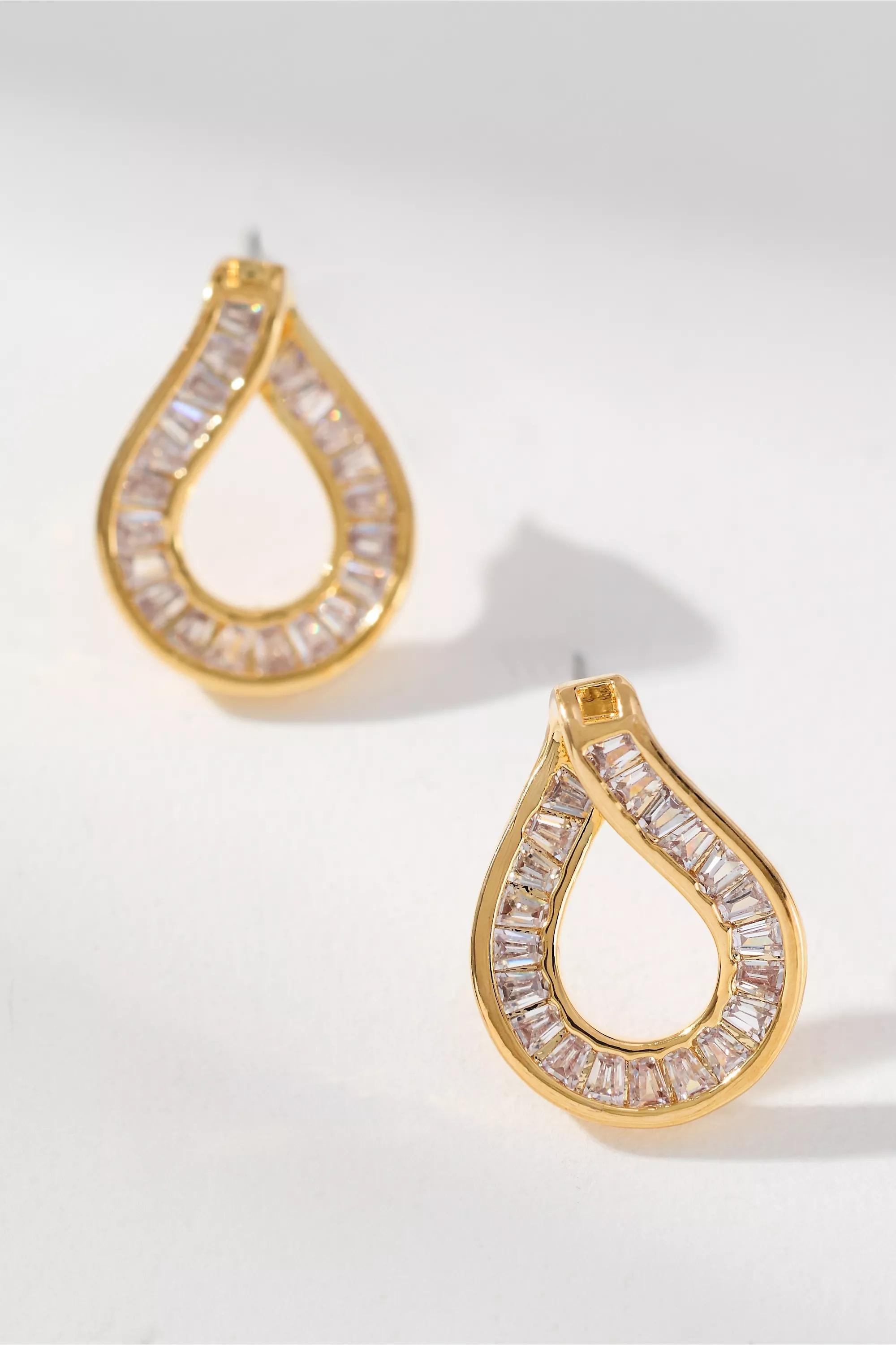 Maeve Baguette Crystal Post Earrings, Gold, A501_0070, large image number 0