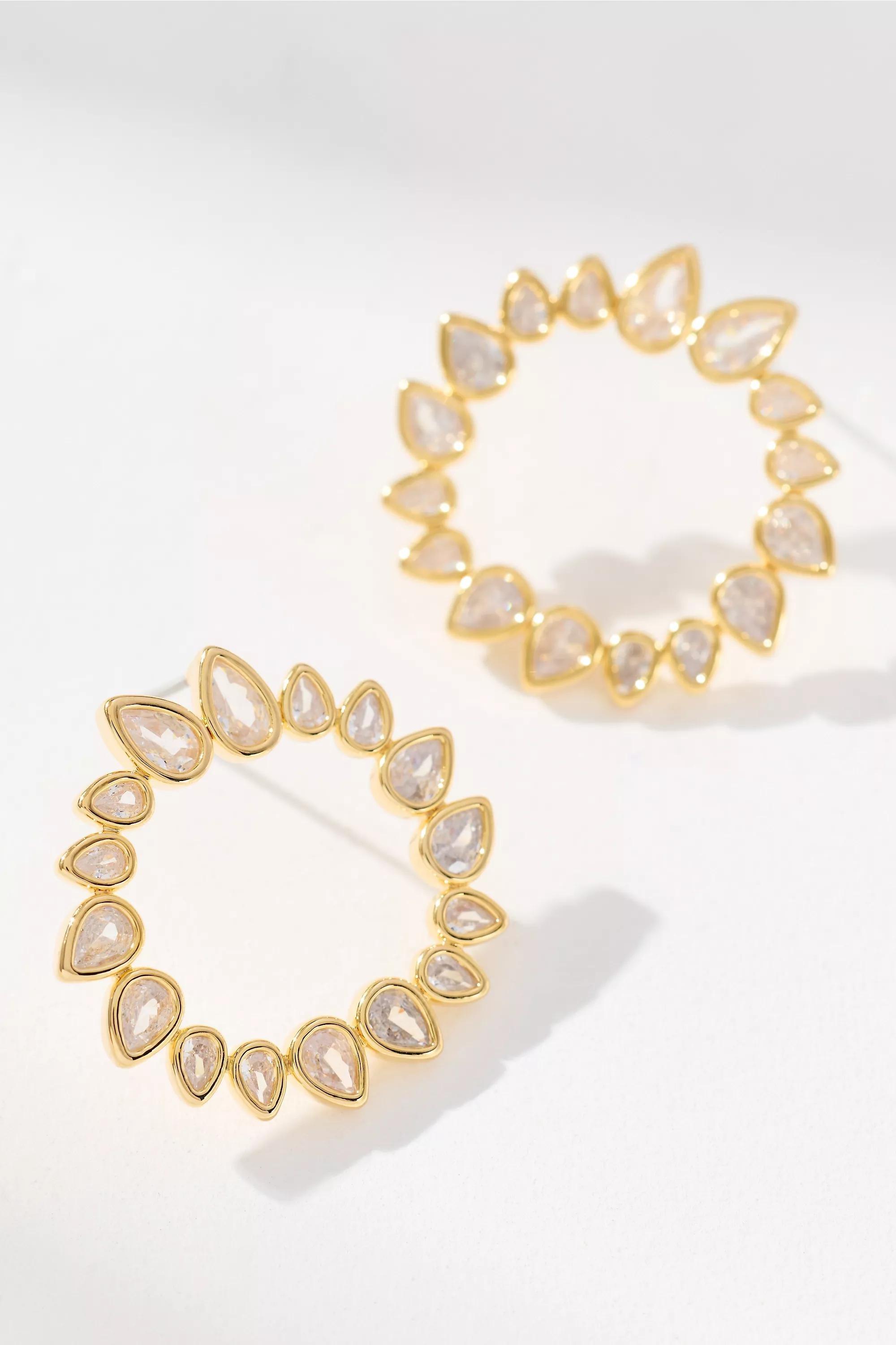 GOLD Round Crystal Post Earrings, A501_0070, large image number 0