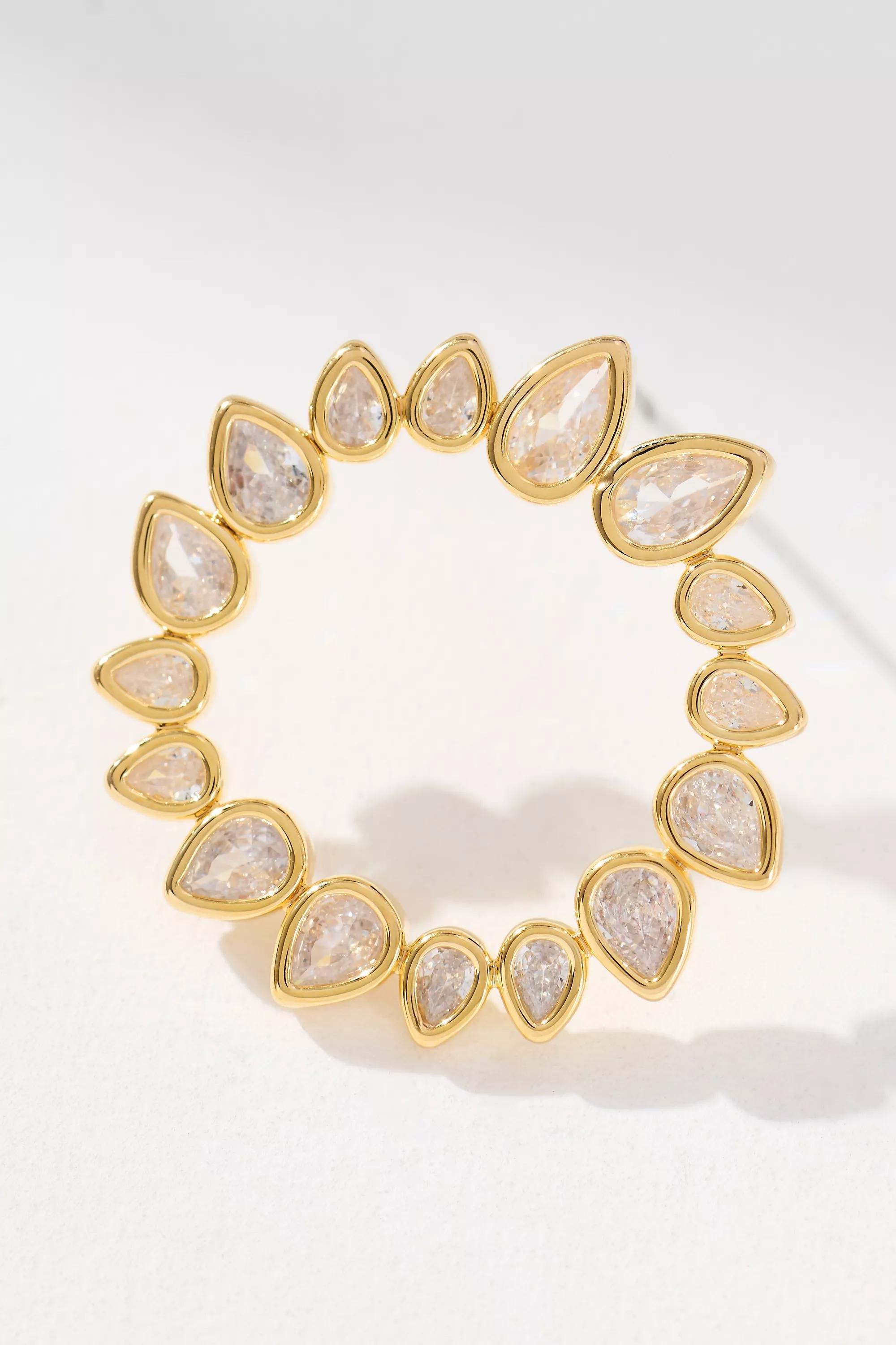 GOLD Round Crystal Post Earrings, A501_0070, large image number 1