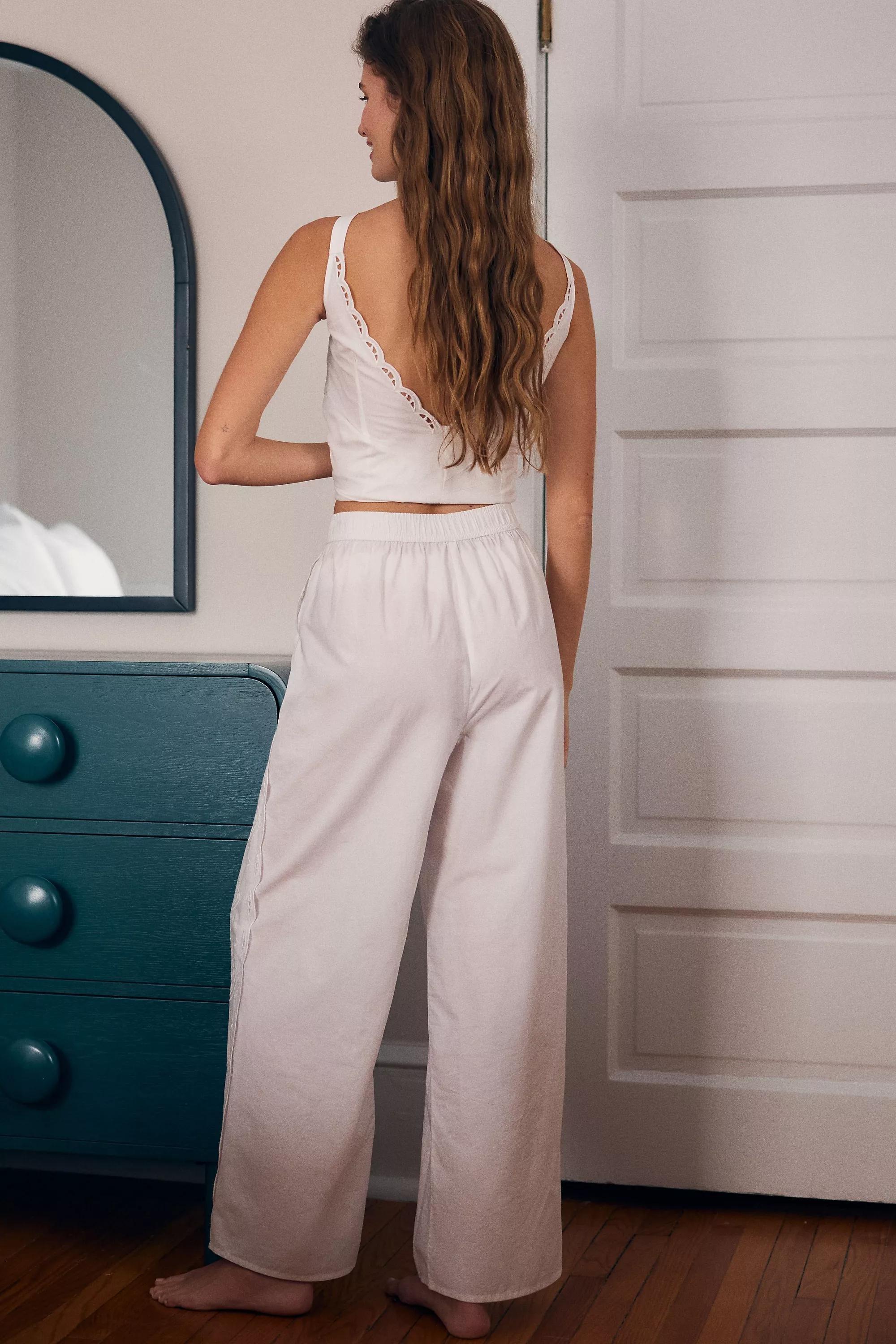 Lyrebird Eyelet Embroidered Boxer Trousers, White, A501_0011, medium