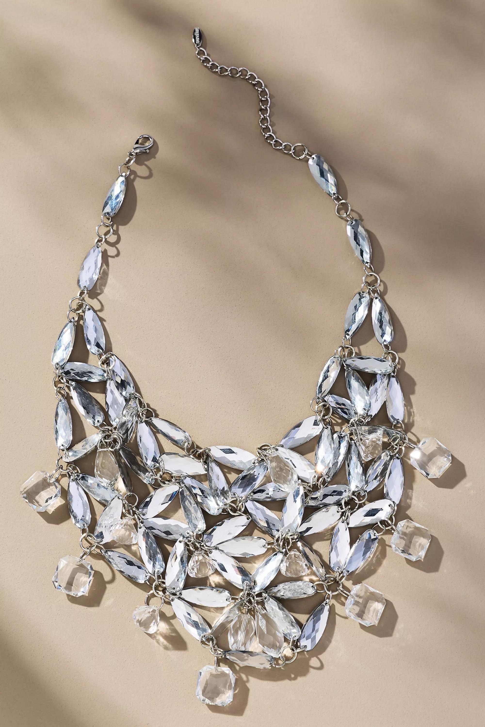 CLEAR Crystal Statement Collar Necklace, A501_0100, large image number 1