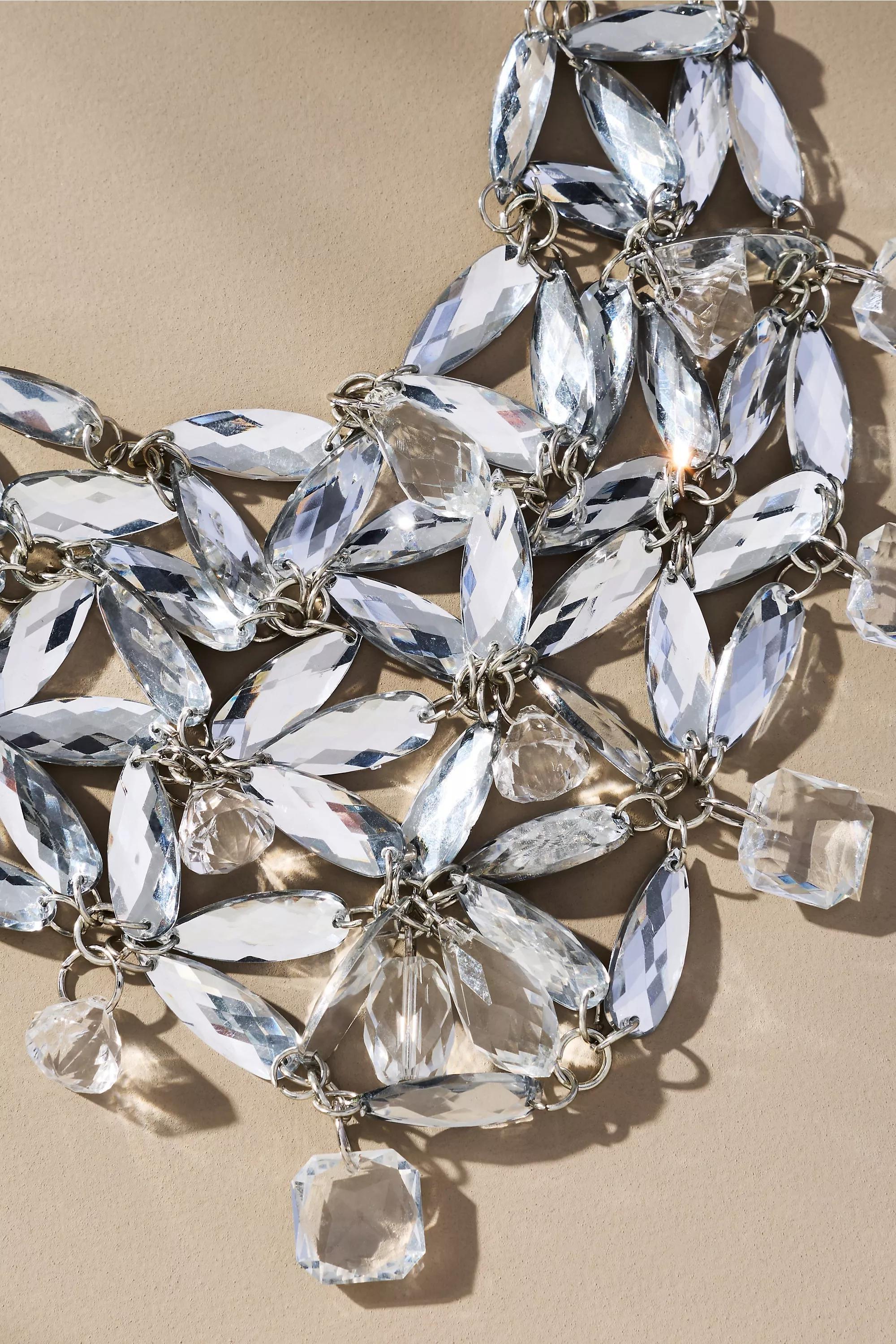 CLEAR Crystal Statement Collar Necklace, A501_0100, medium