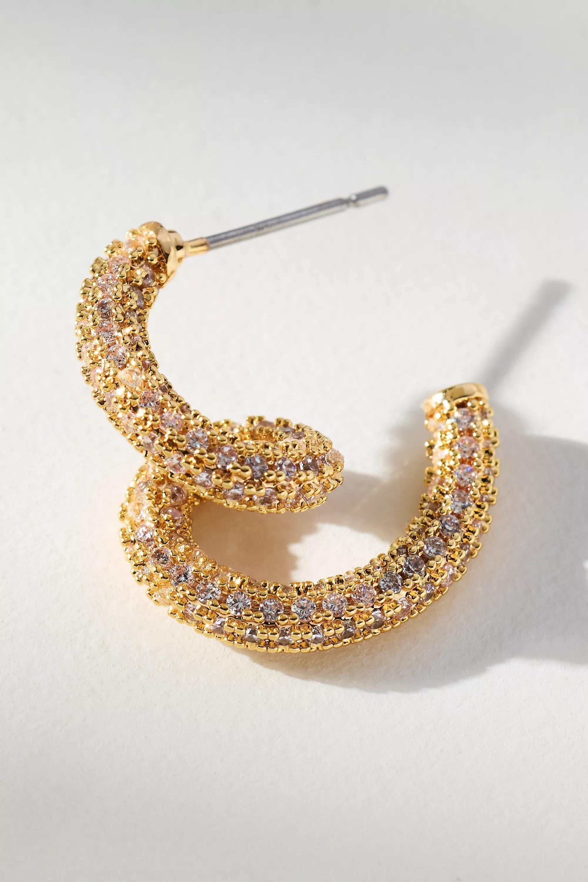 Swirled Crystal Earrings, Gold, A501_0070, medium