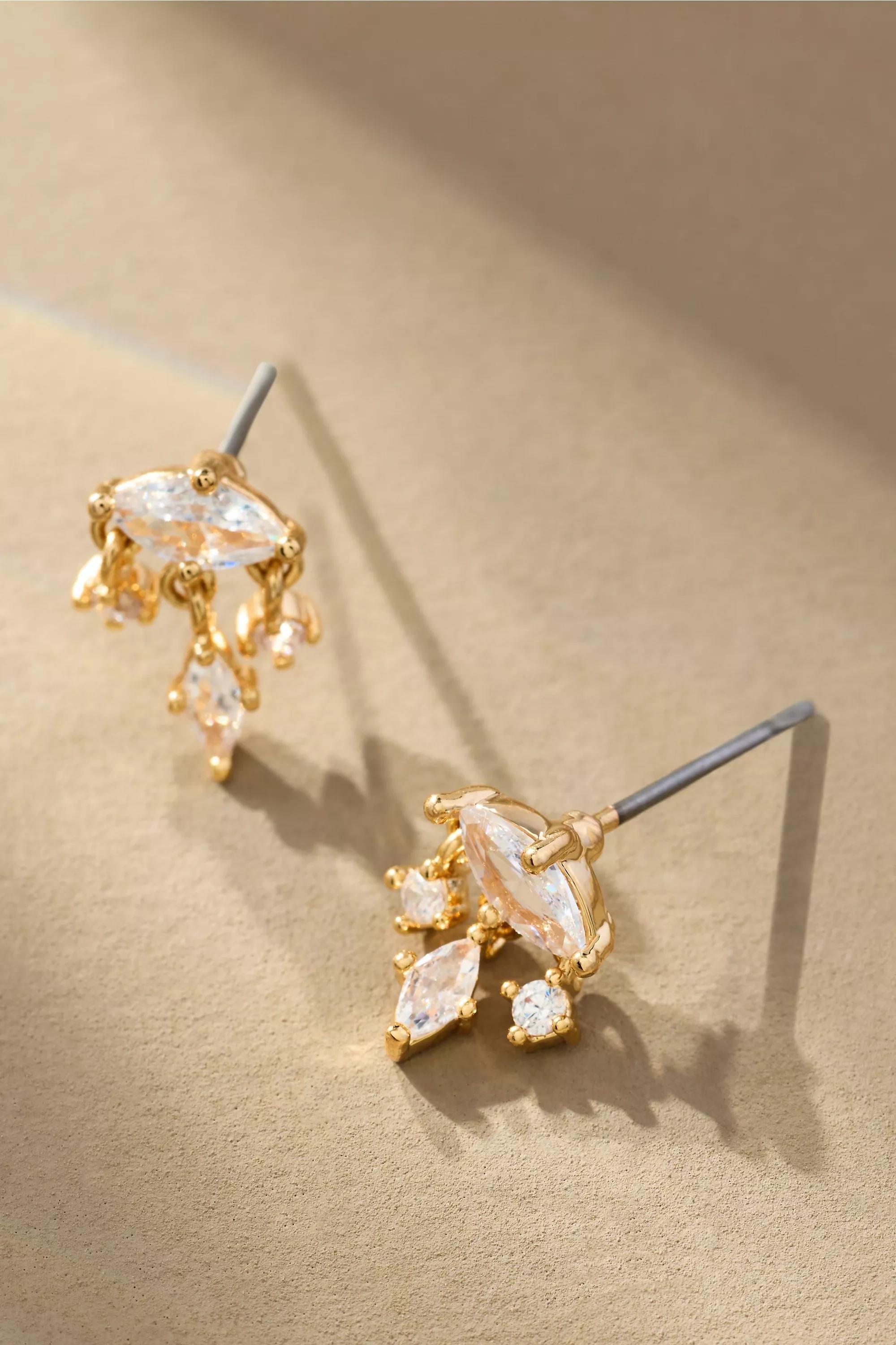 GOLD Crystal Marquis Earrings, A501_0070, large image number 0