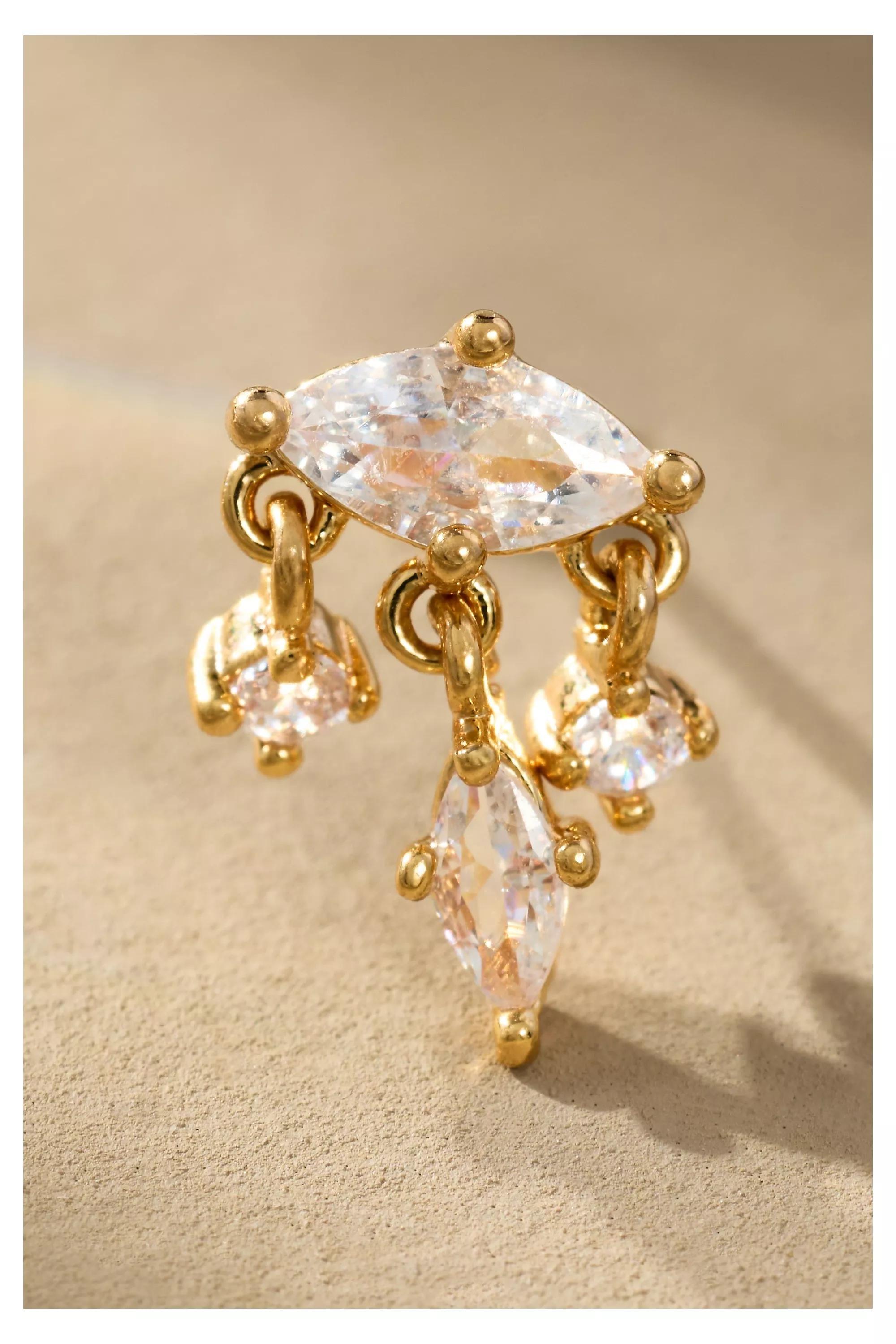 GOLD Crystal Marquis Earrings, A501_0070, large image number 1