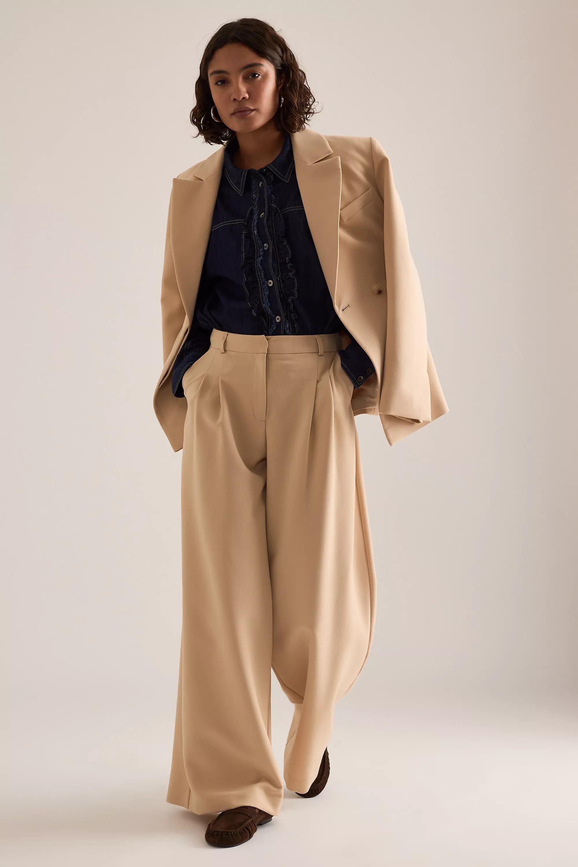 The Avery Pleated Trousers by Maeve, Beige, A501_0024, large image number 4