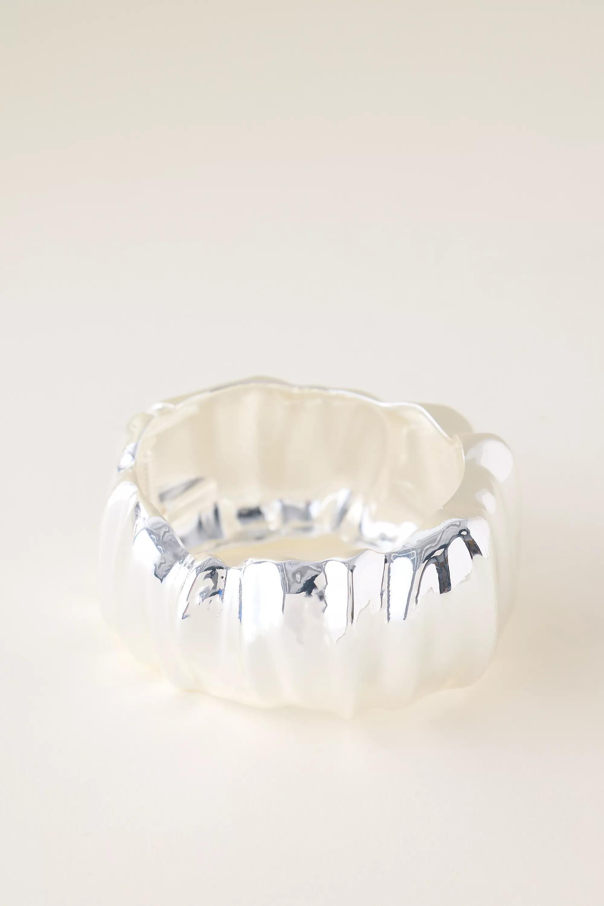 Hammered Bangle Bracelet, Silver, A501_0007, large image number 1