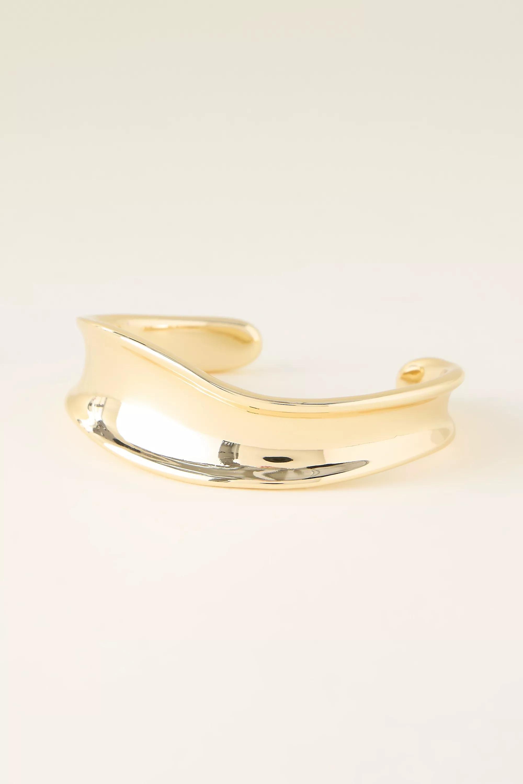 Hammered Cuff Bracelet, Gold, A501_0070, medium