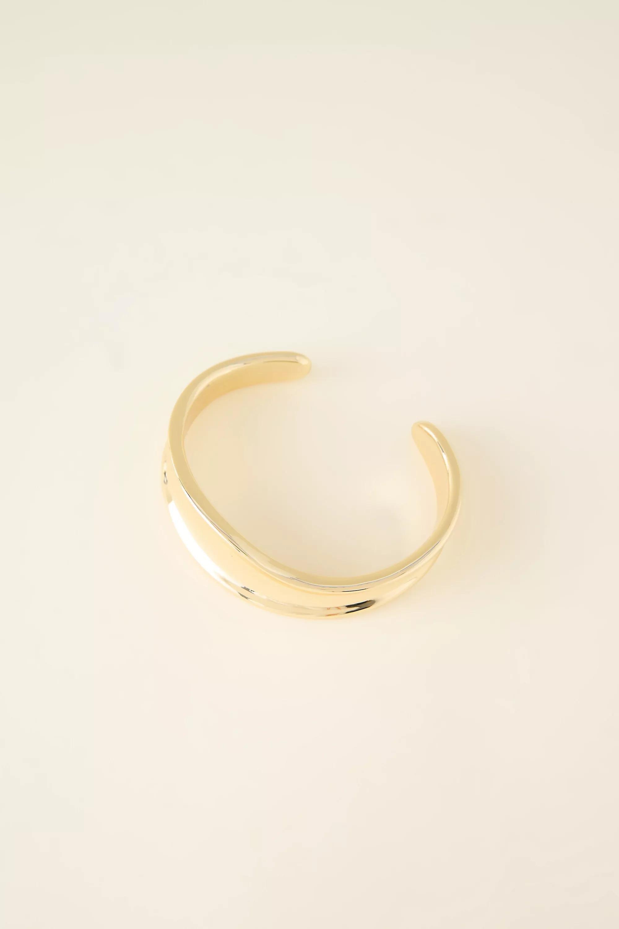 Hammered Cuff Bracelet, Gold, A501_0070, medium