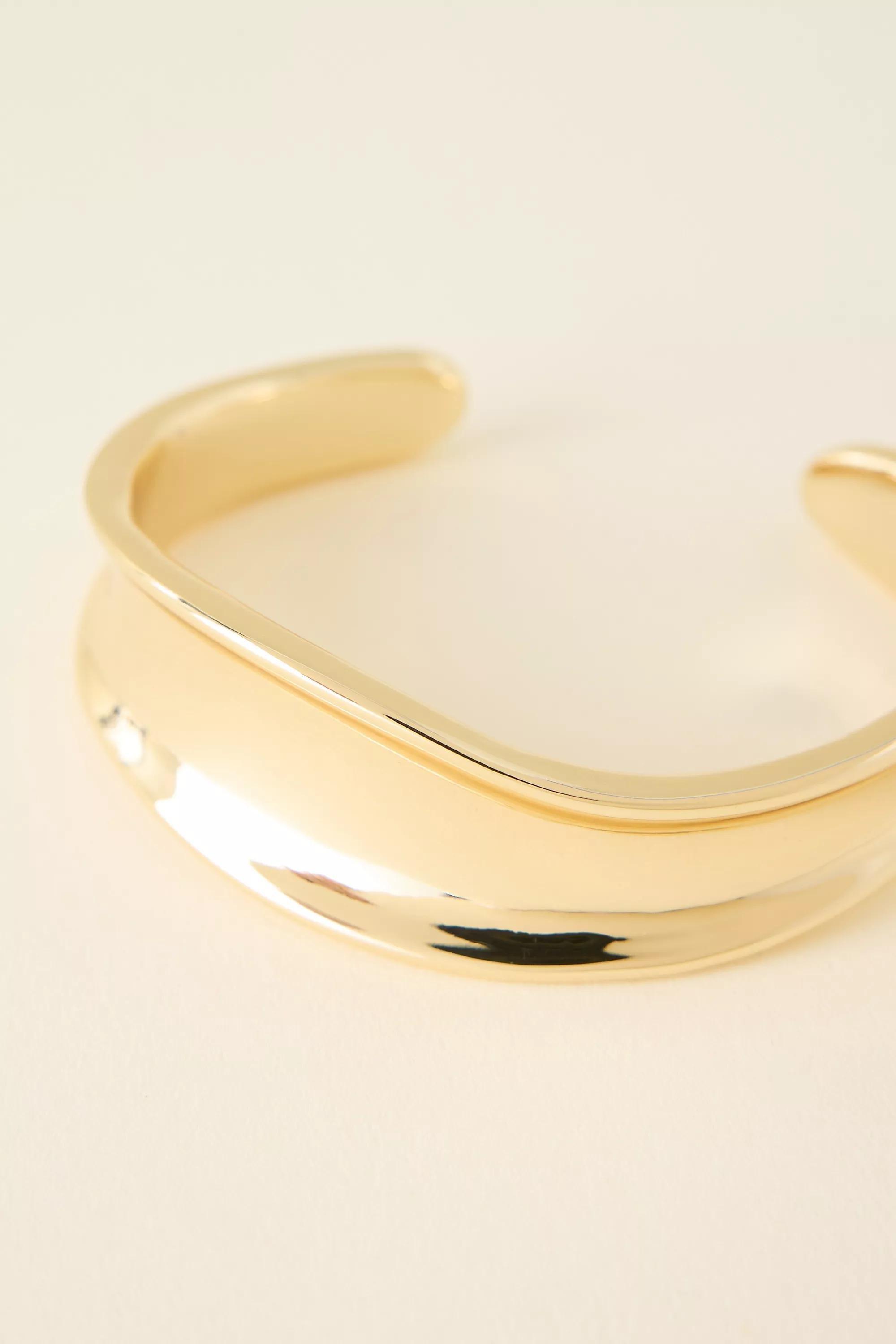 Hammered Cuff Bracelet, Gold, A501_0070, medium