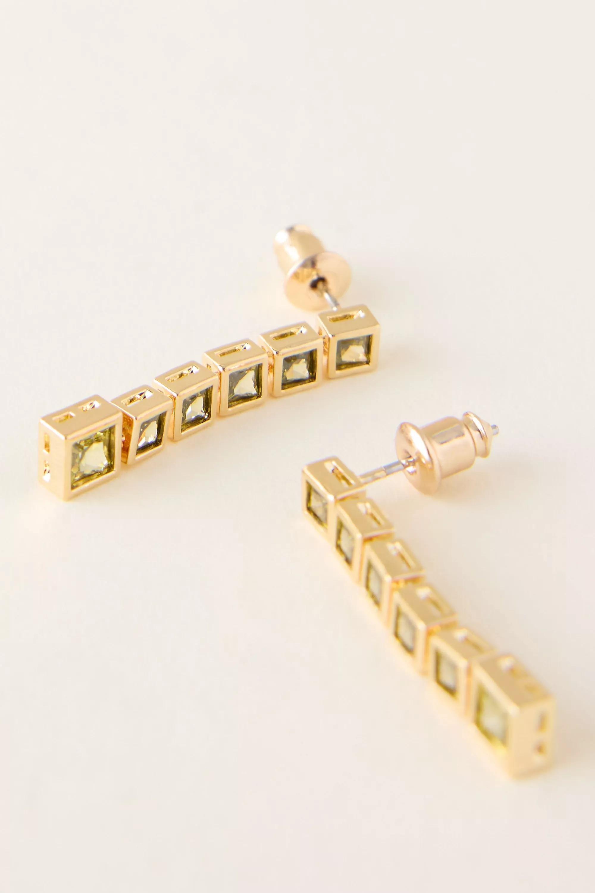 By Maeve Square Glam Drop Earrings, Green, A501_0030, large image number 1