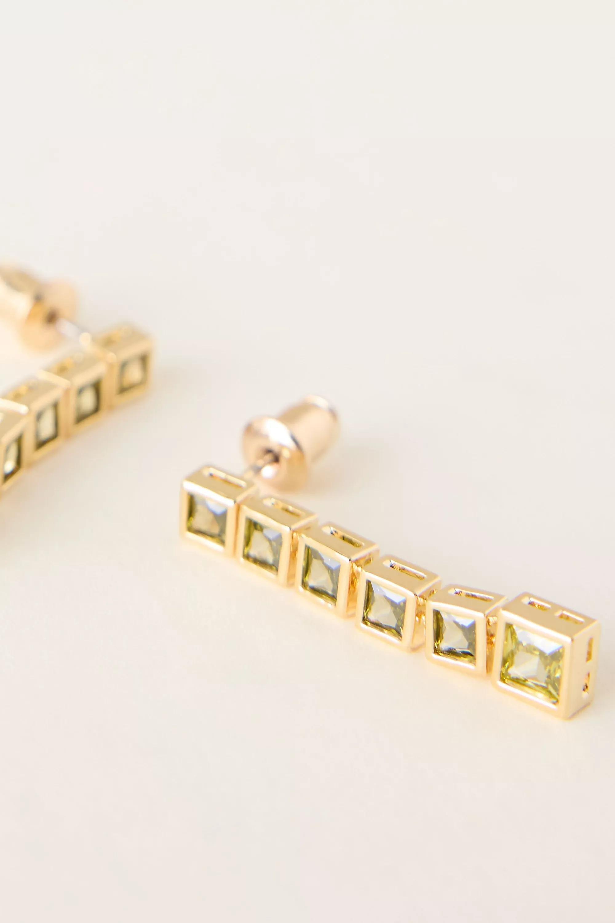 By Maeve Square Glam Drop Earrings, Green, A501_0030, large image number 2