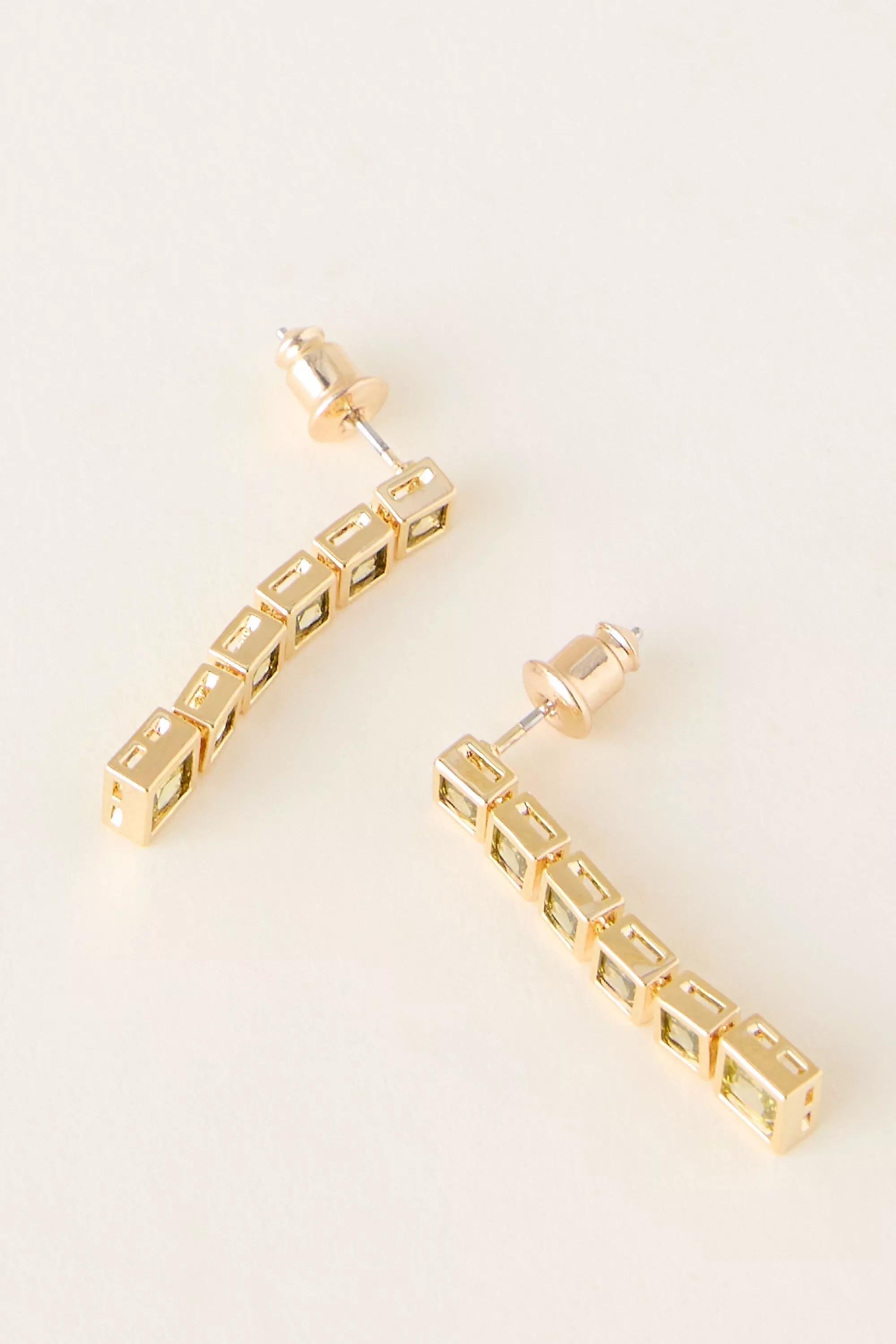 By Maeve Square Glam Drop Earrings, Green, A501_0030, large image number 3