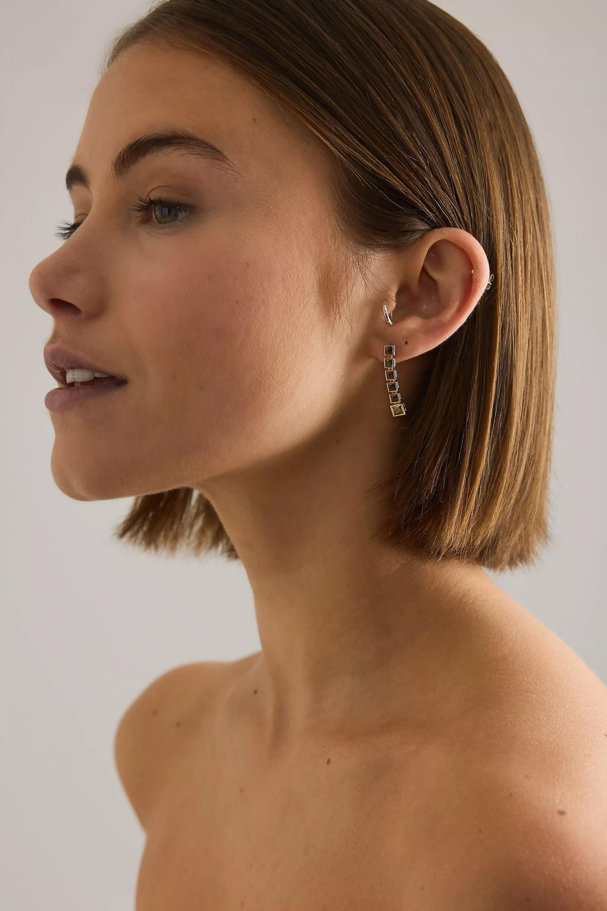 By Maeve Square Glam Drop Earrings, Green, A501_0030, large image number 4