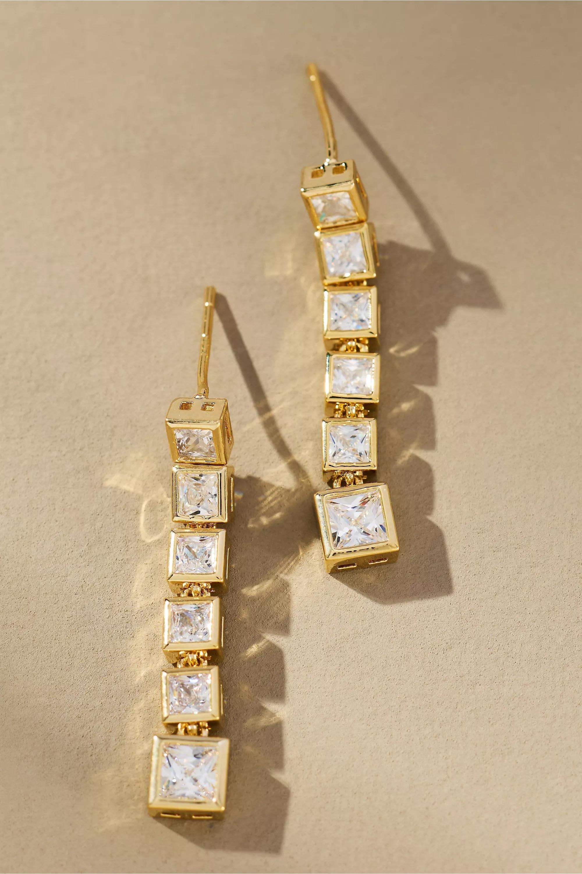 Maeve Square Glam Drop Earrings, Gold, A501_0070, large image number 0