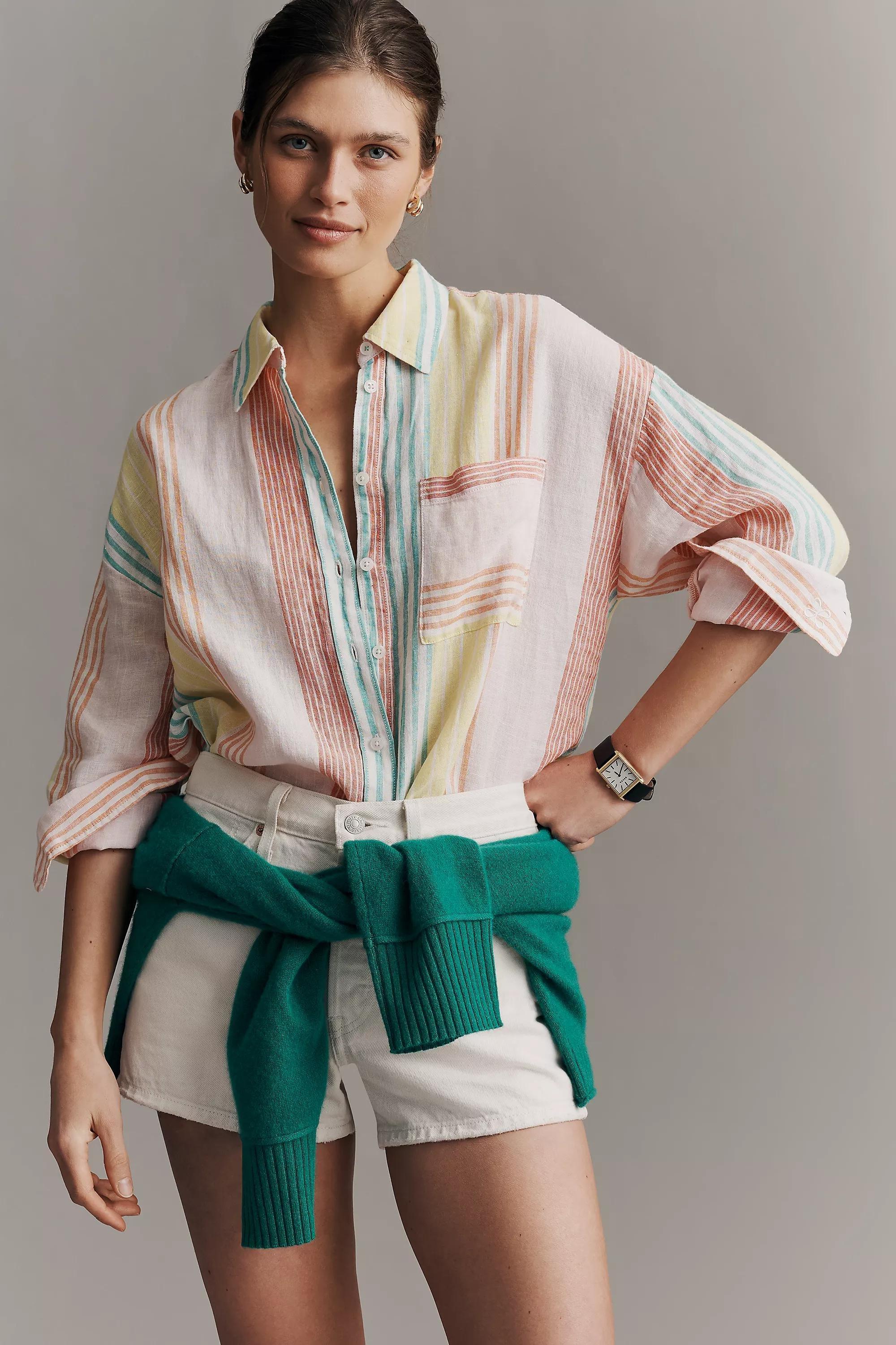 By Maeve The Bennet Linen Button-Down Shirt, Multicolour, A501_0552, medium