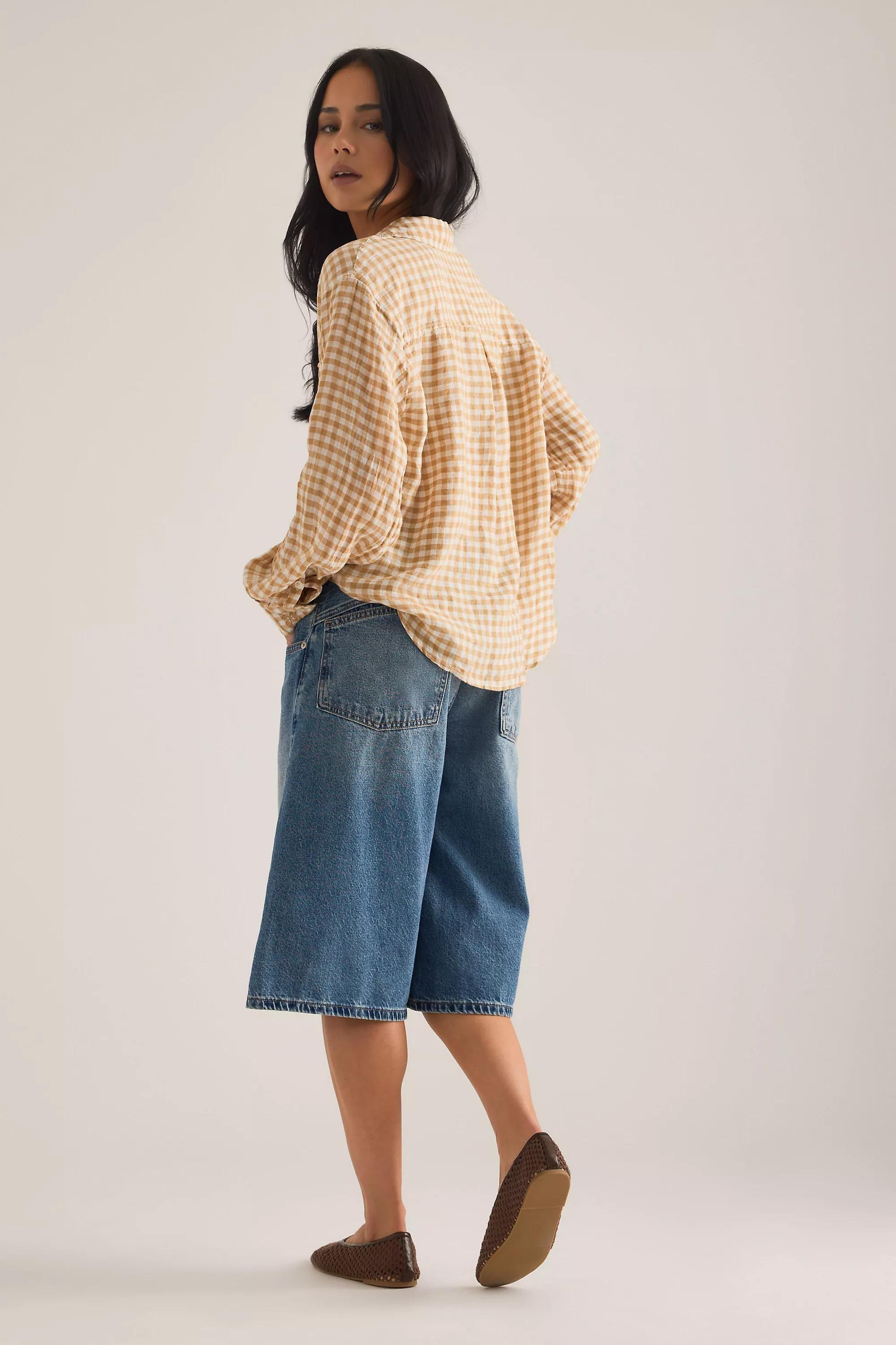 By Maeve The Shrunken Linen Bennet Button-Down Shirt, Brown, A501_0224, large image number 2