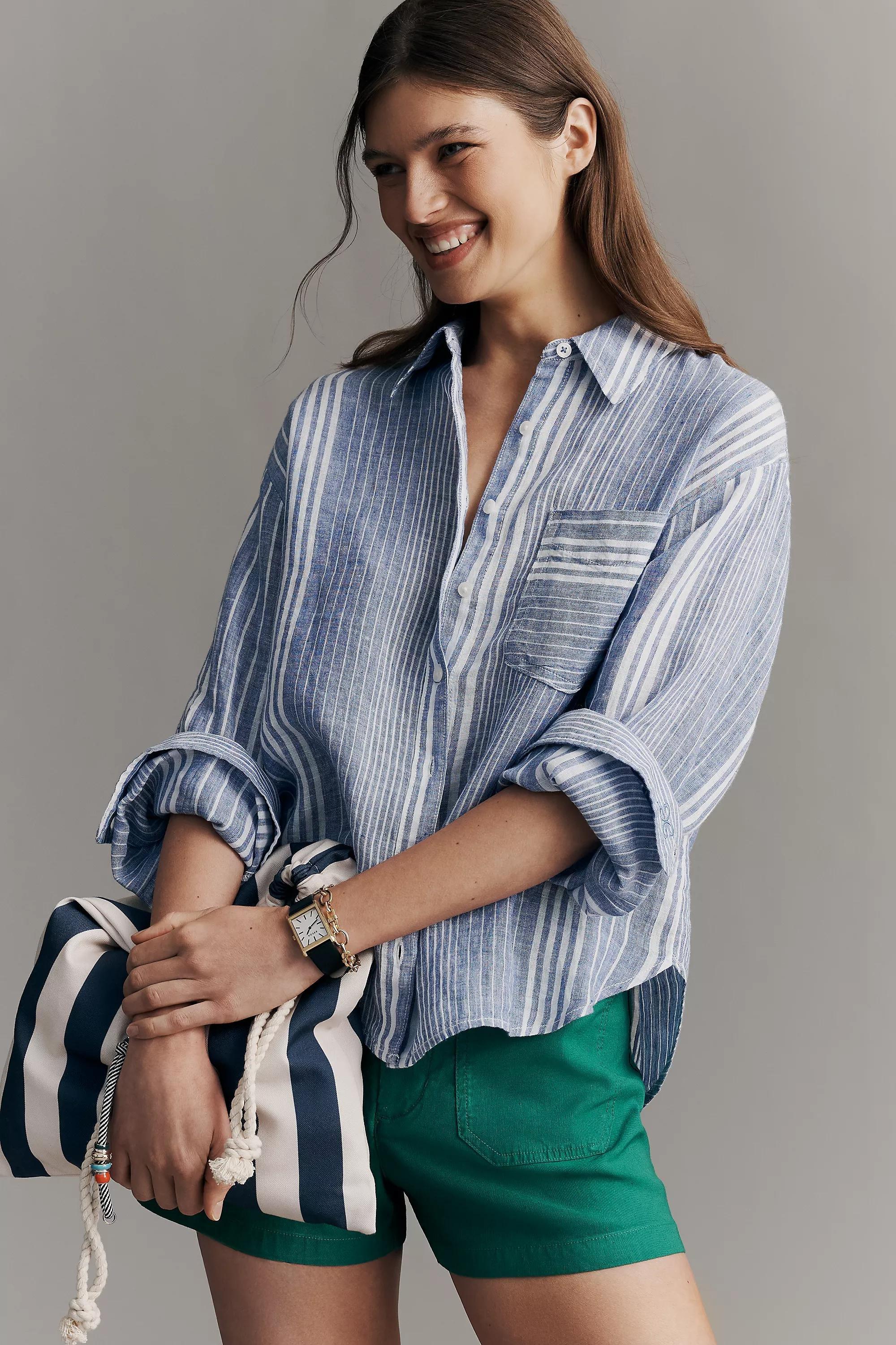 The Shrunken Linen Bennet Button-Down Shirt, Blue, A501_0546, medium
