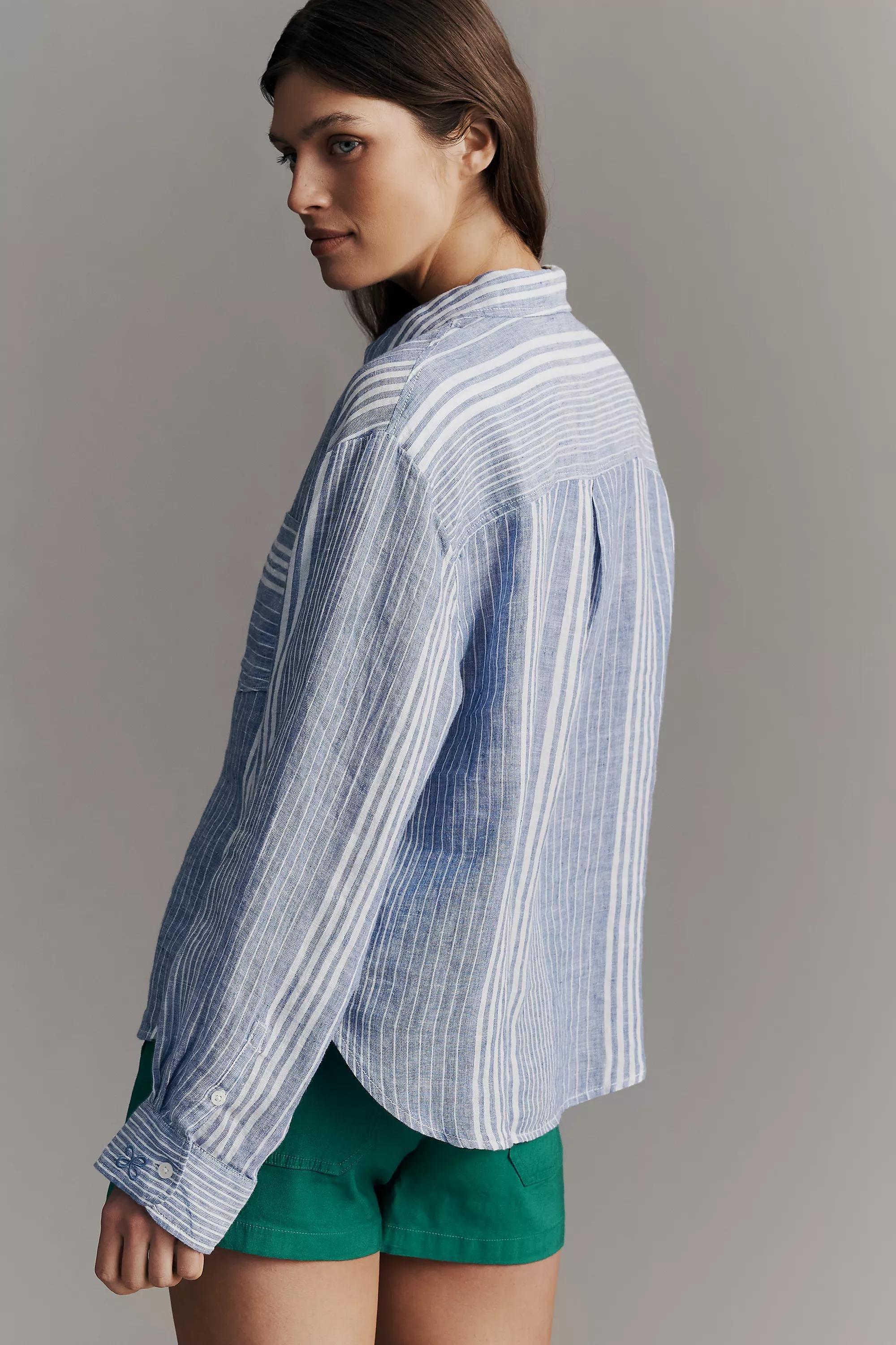 The Shrunken Linen Bennet Button-Down Shirt, Blue, A501_0546, medium