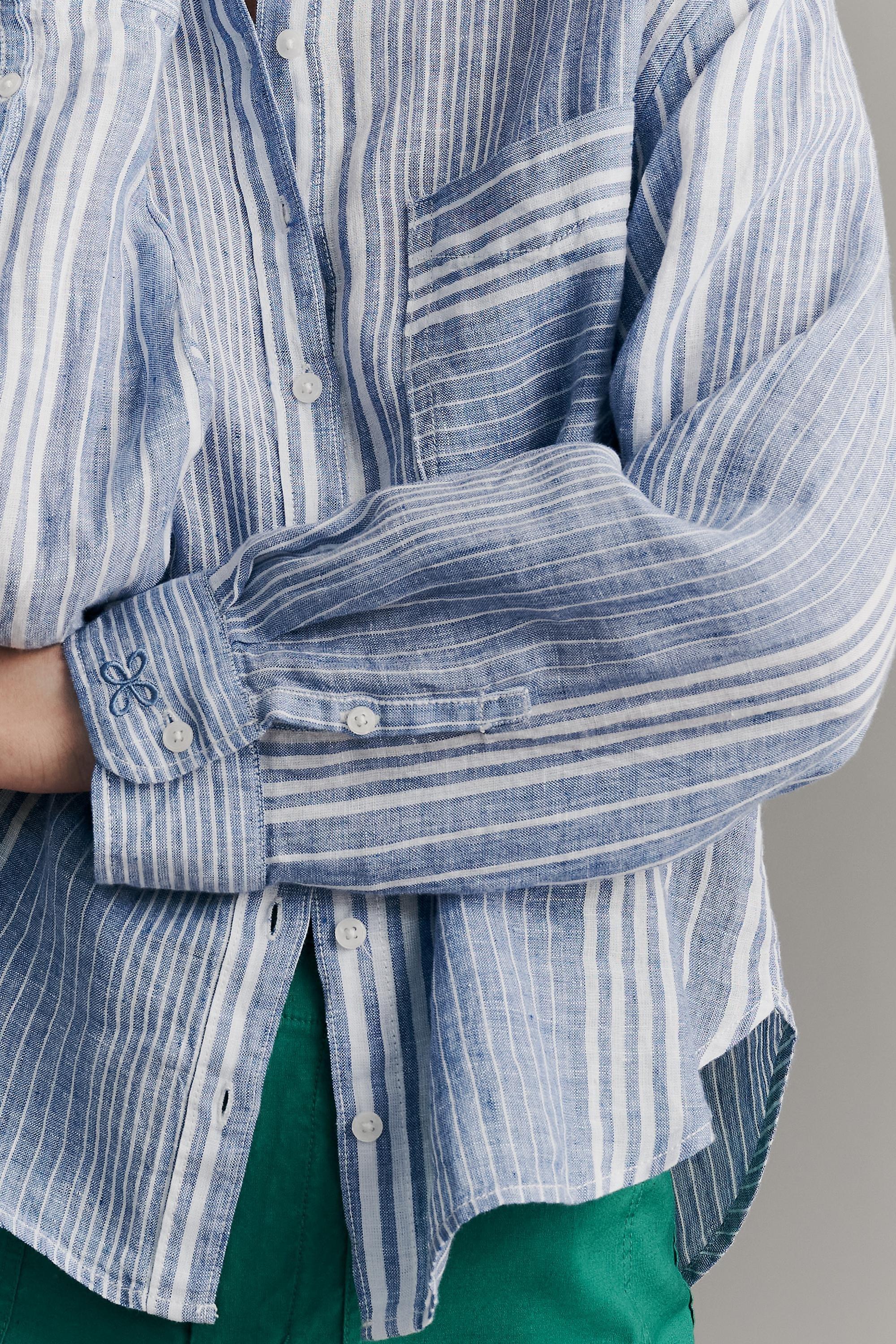 The Shrunken Linen Bennet Button-Down Shirt, Blue, A501_0546, large image number 2