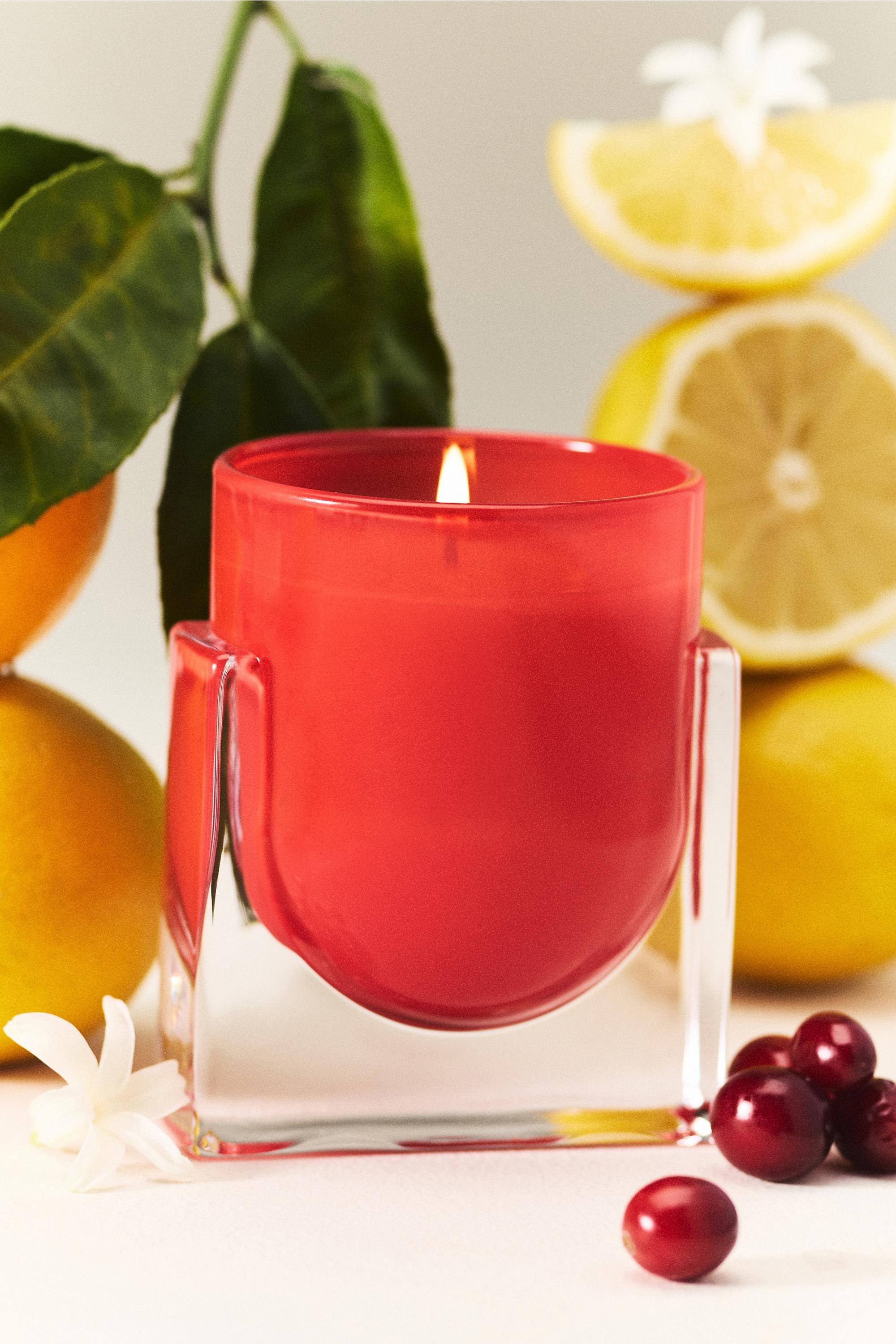 Found Notes Fruity Berry Citron And Blossom Boxed Glass Candle, Red, Red, large image number 0