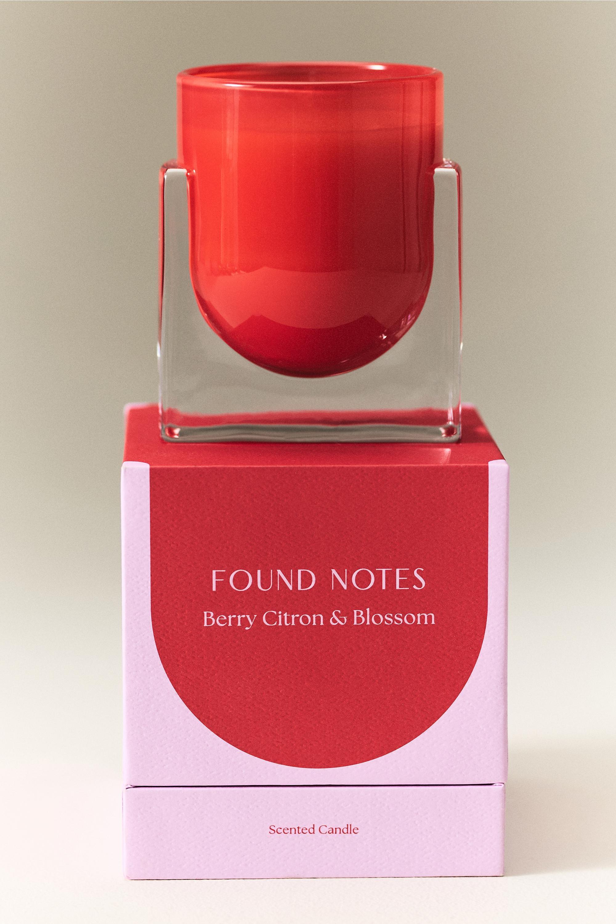 Found Notes Fruity Berry Citron And Blossom Boxed Glass Candle, Red, Red, large image number 2