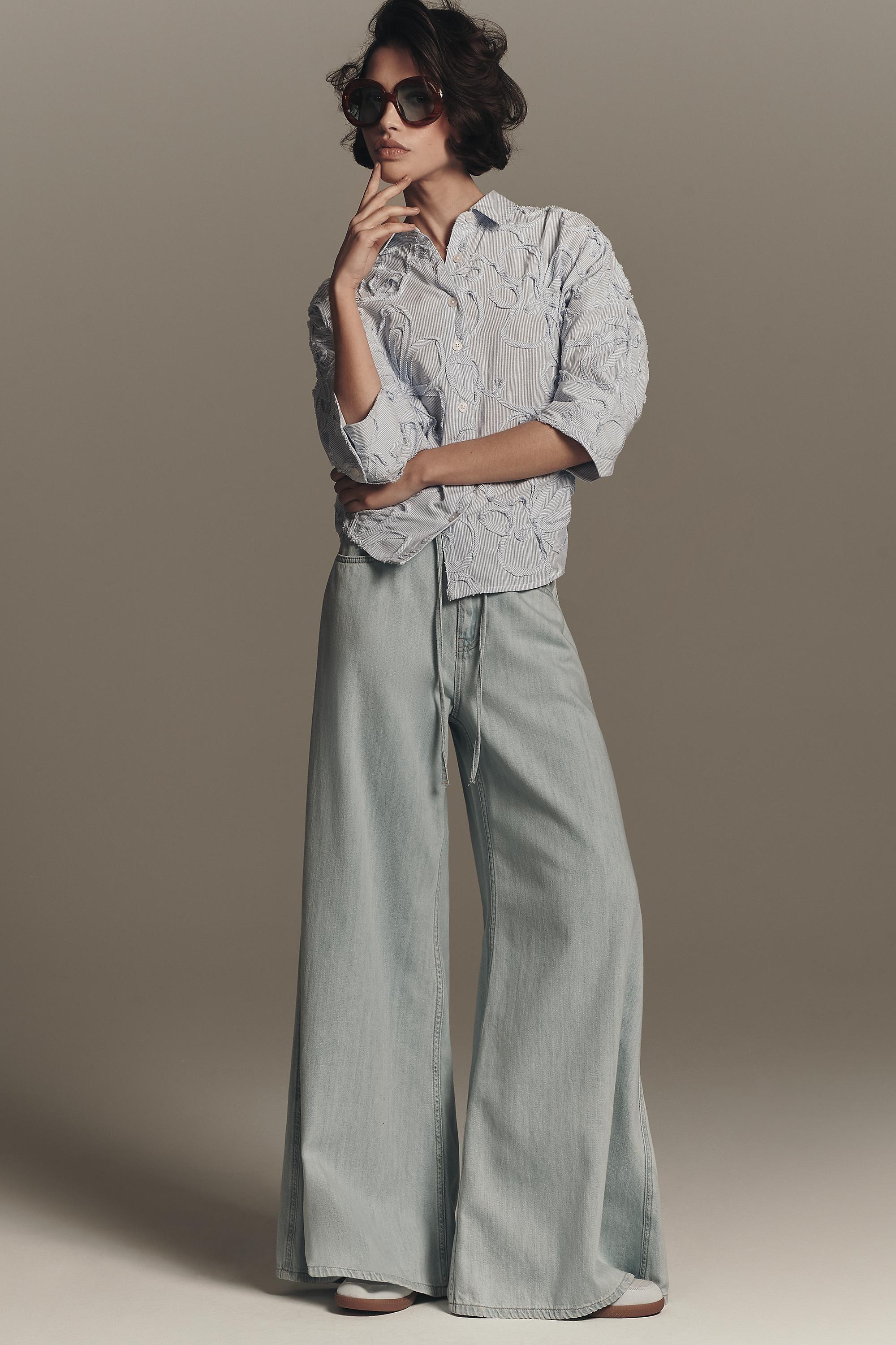 Pilcro Polished Pull-On High-Rise Trouser Jeans, Blue, A501_0092, large image number 1