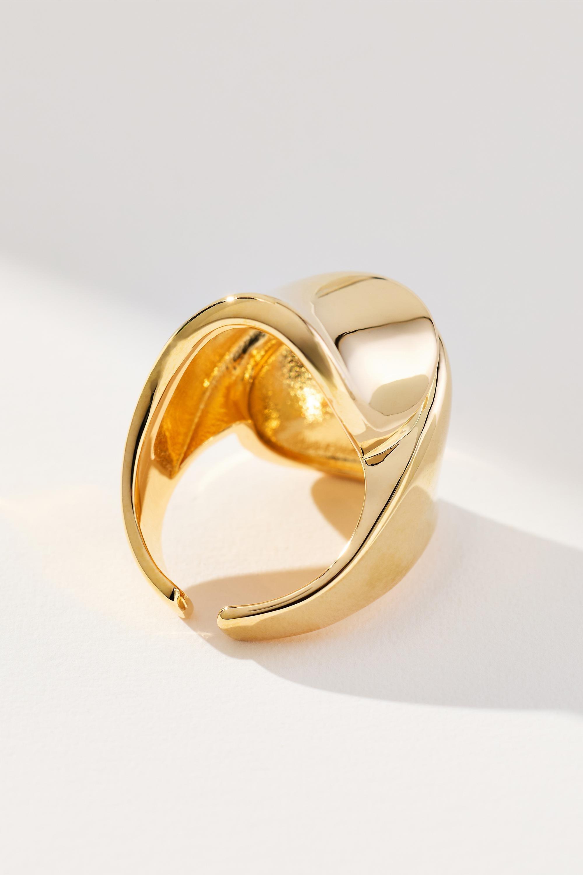 Large Molten Wrap Cocktail Ring, Gold, A501_0070, medium