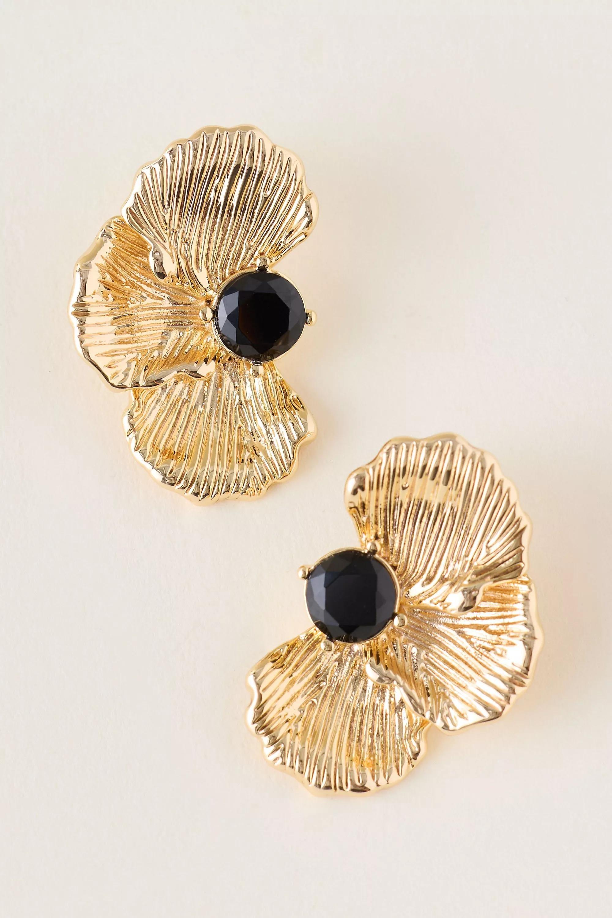 Gold-Plated Floral Molten Post Earrings, A501_0070, large image number 0