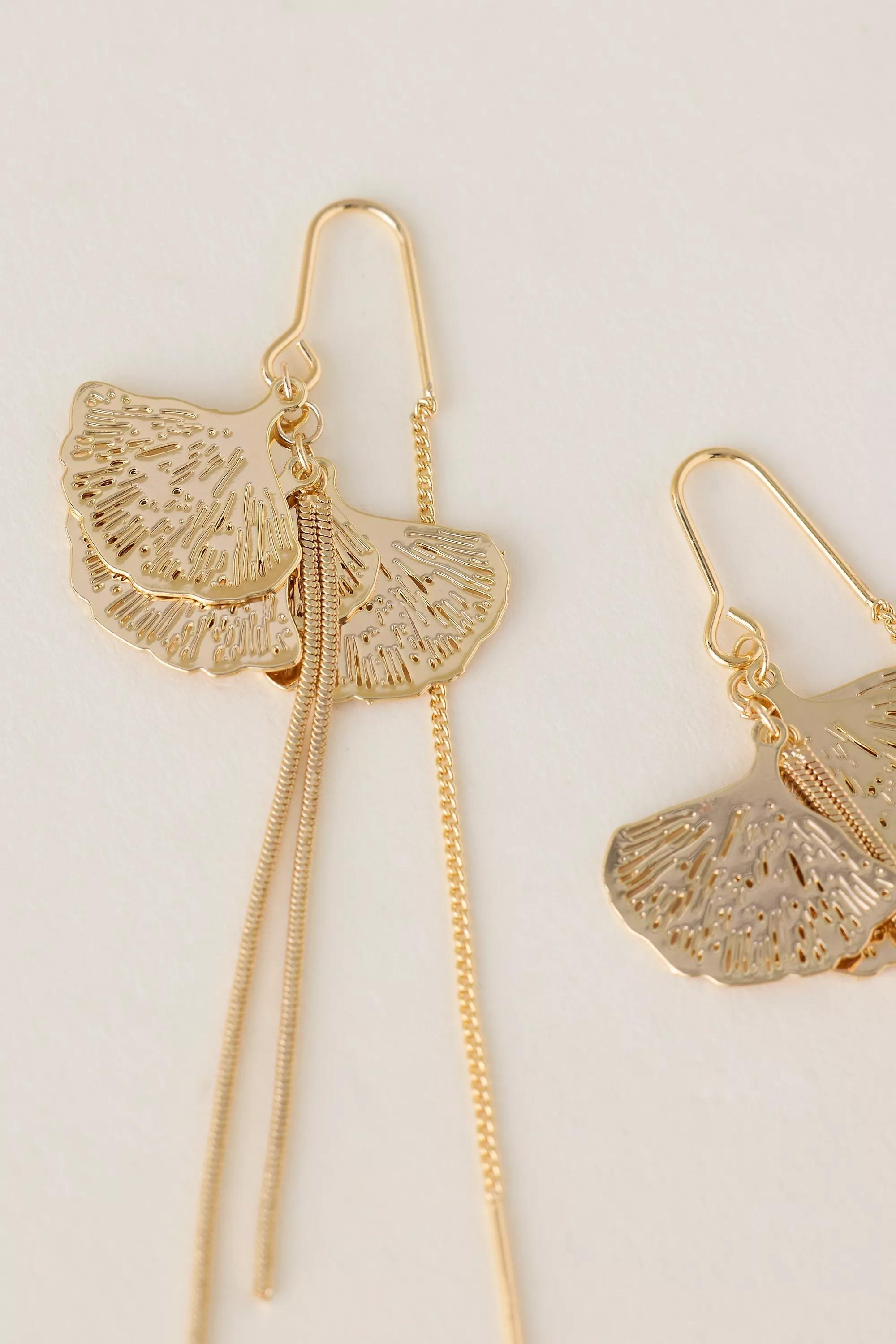 Fan Tassel Drop Earrings, Gold, A501_0070, large image number 1