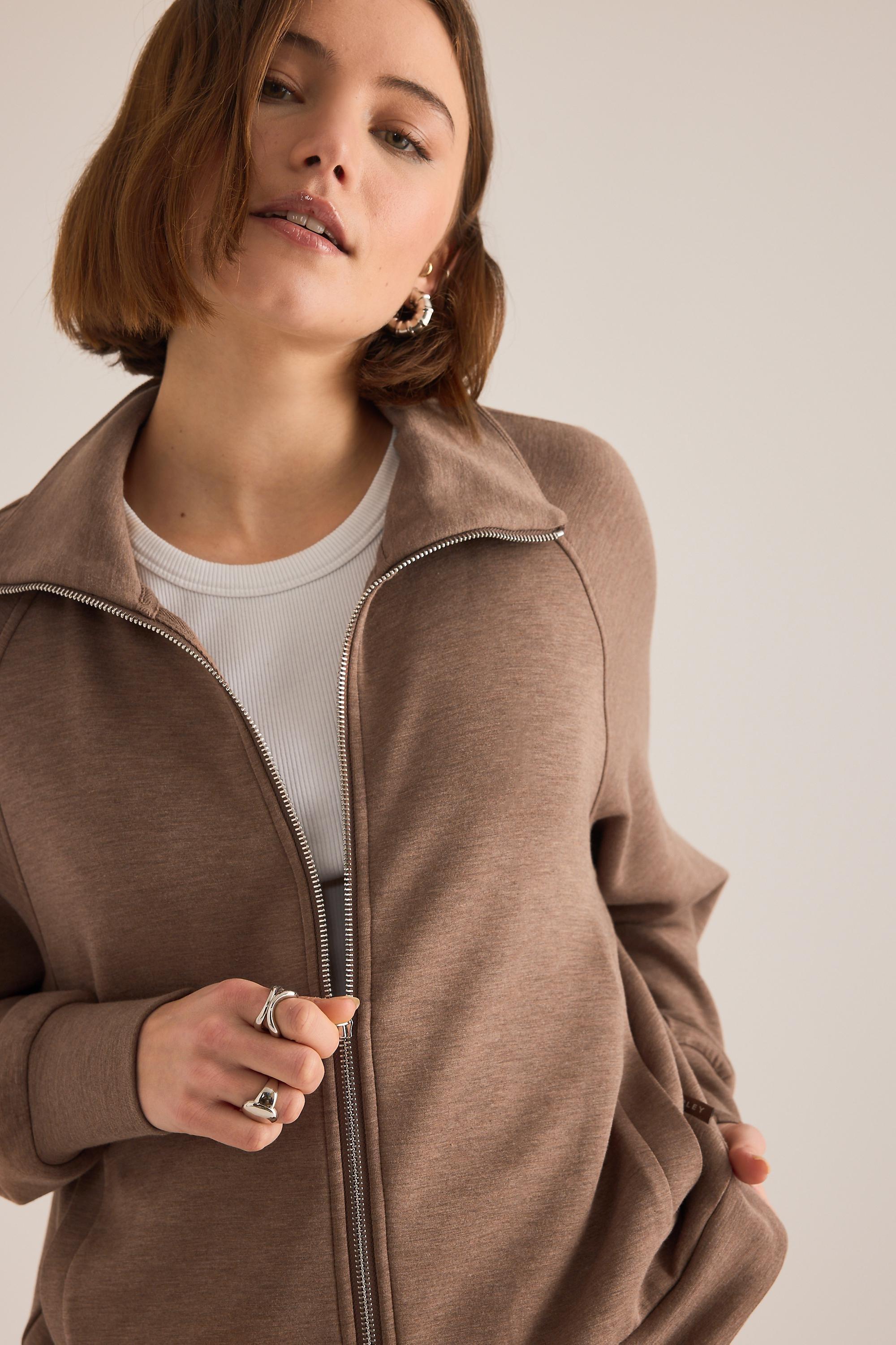 Varley Tyde Zip Sweatshirt, Brown, Brown, large image number 4