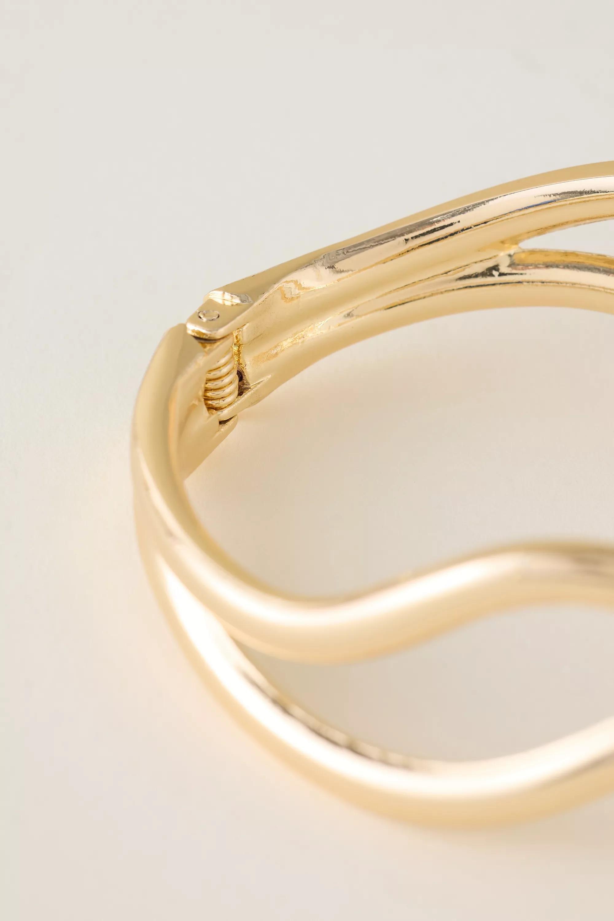 Waved Bangle Bracelet, Gold, A501_0070, large image number 3