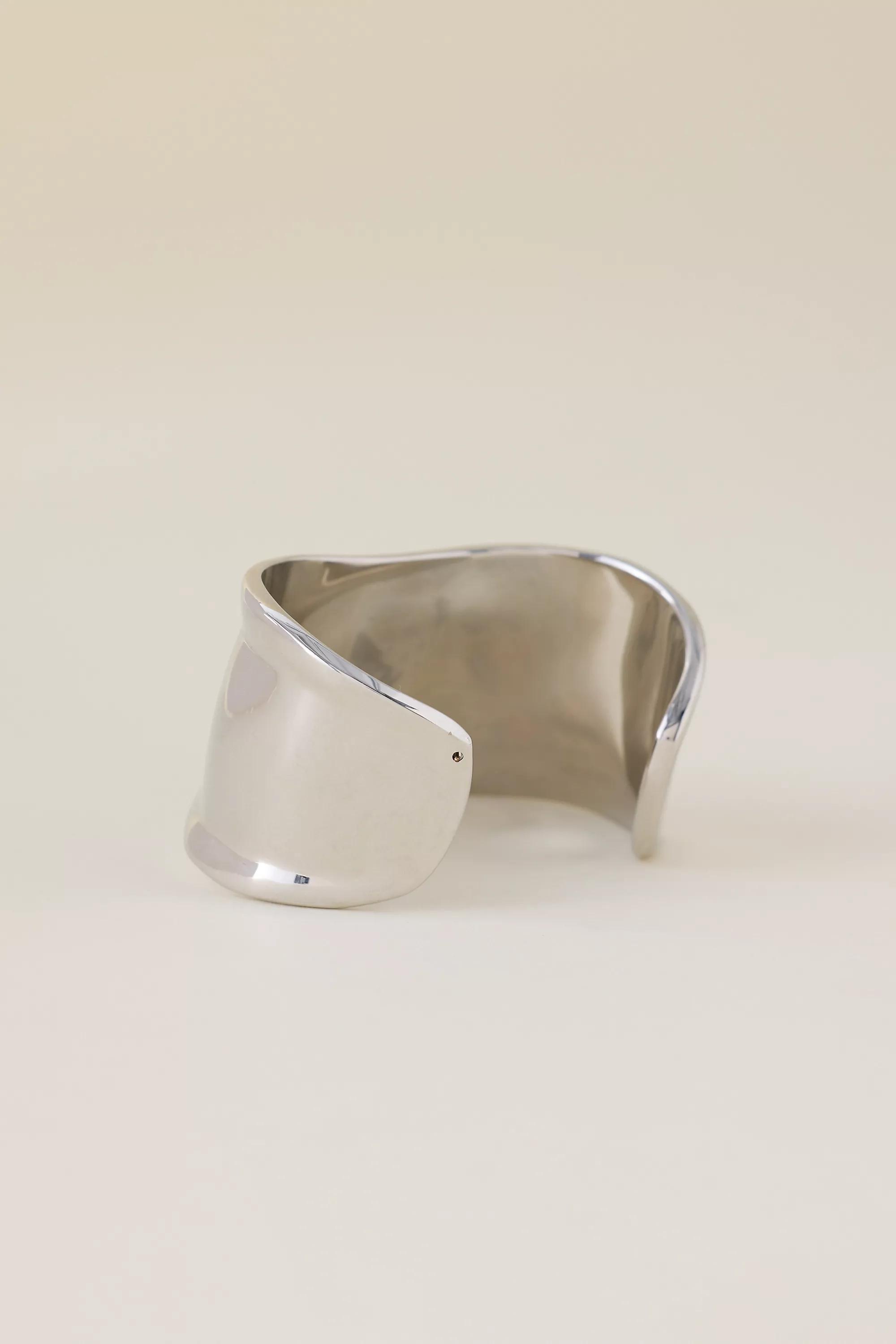 Hammered Cuff Bracelet, Silver, A501_0007, medium
