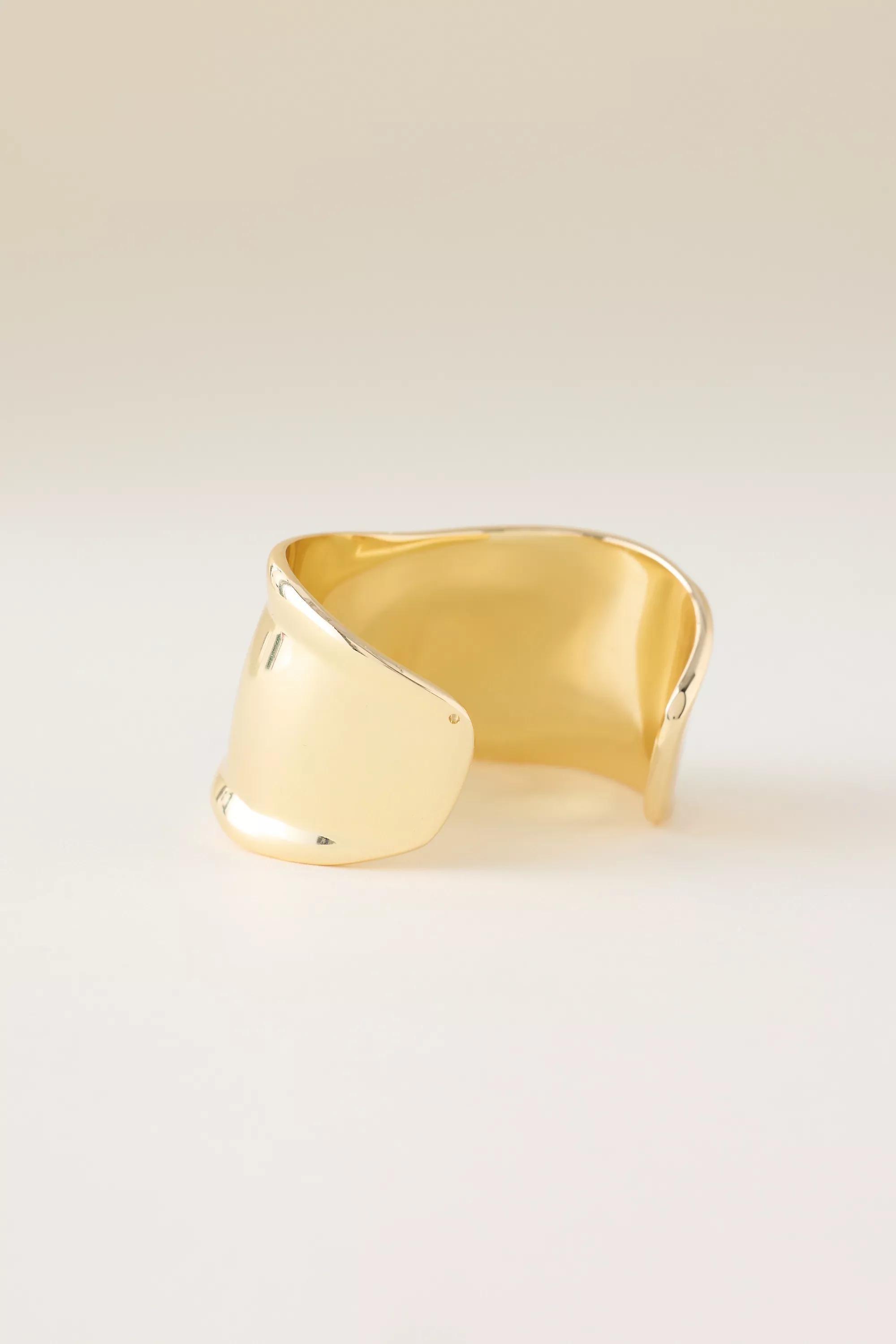 Hammered Cuff Bracelet, Gold, A501_0070, medium