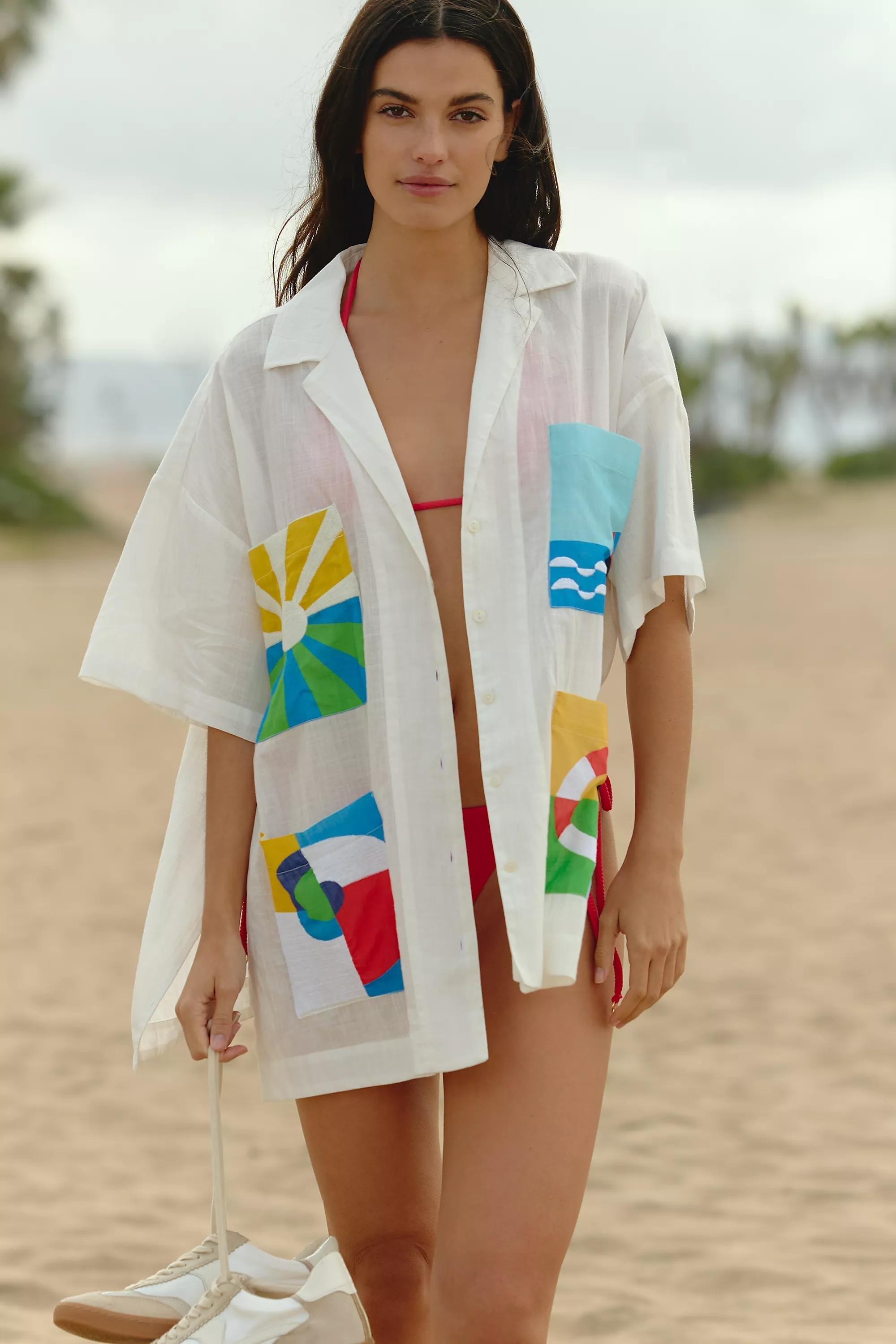 By Celandine Boxy Button-down Shirt, White, A501_0010, large image number 0