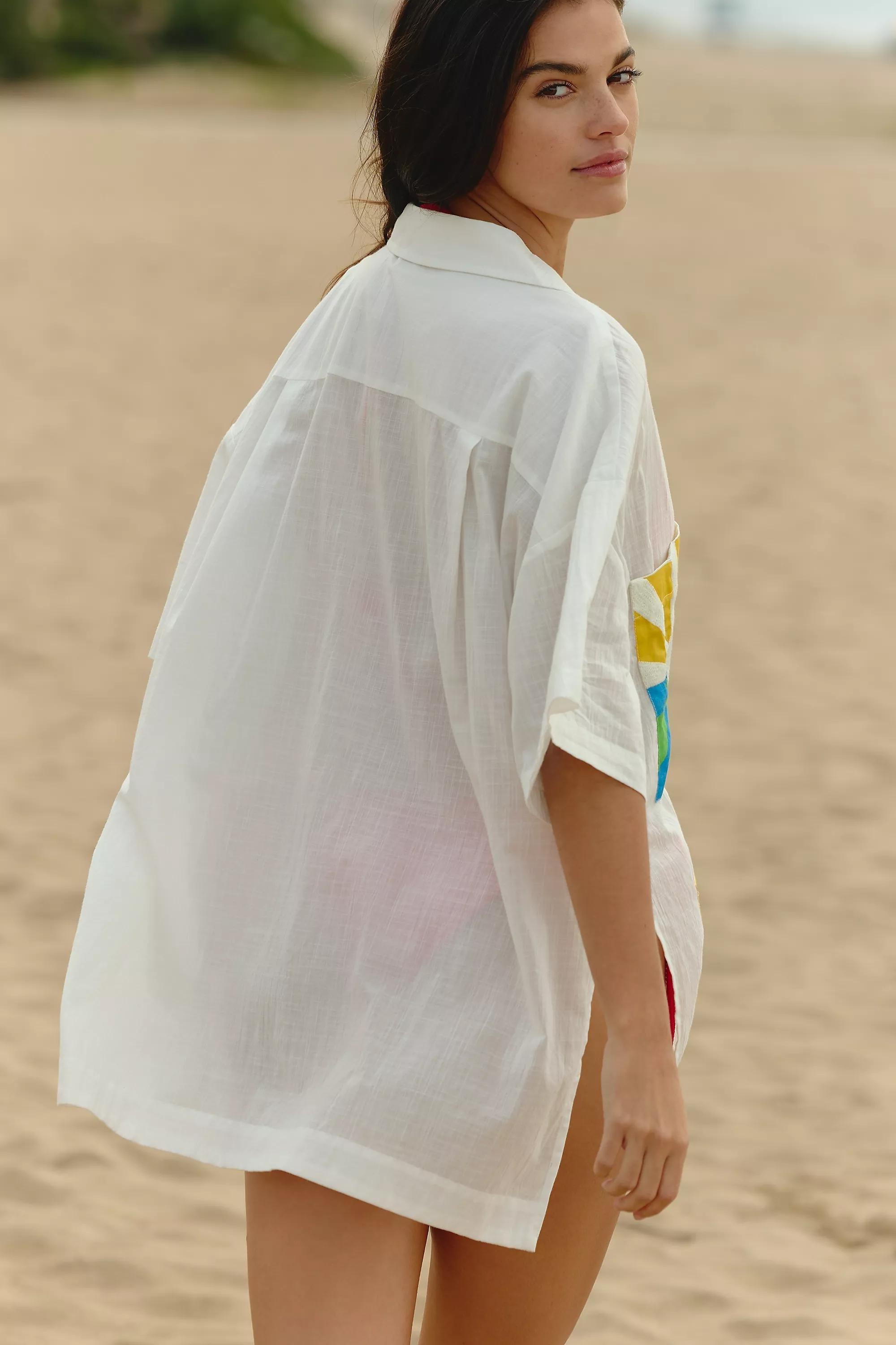 By Celandine Boxy Button-down Shirt, White, A501_0010, large image number 1