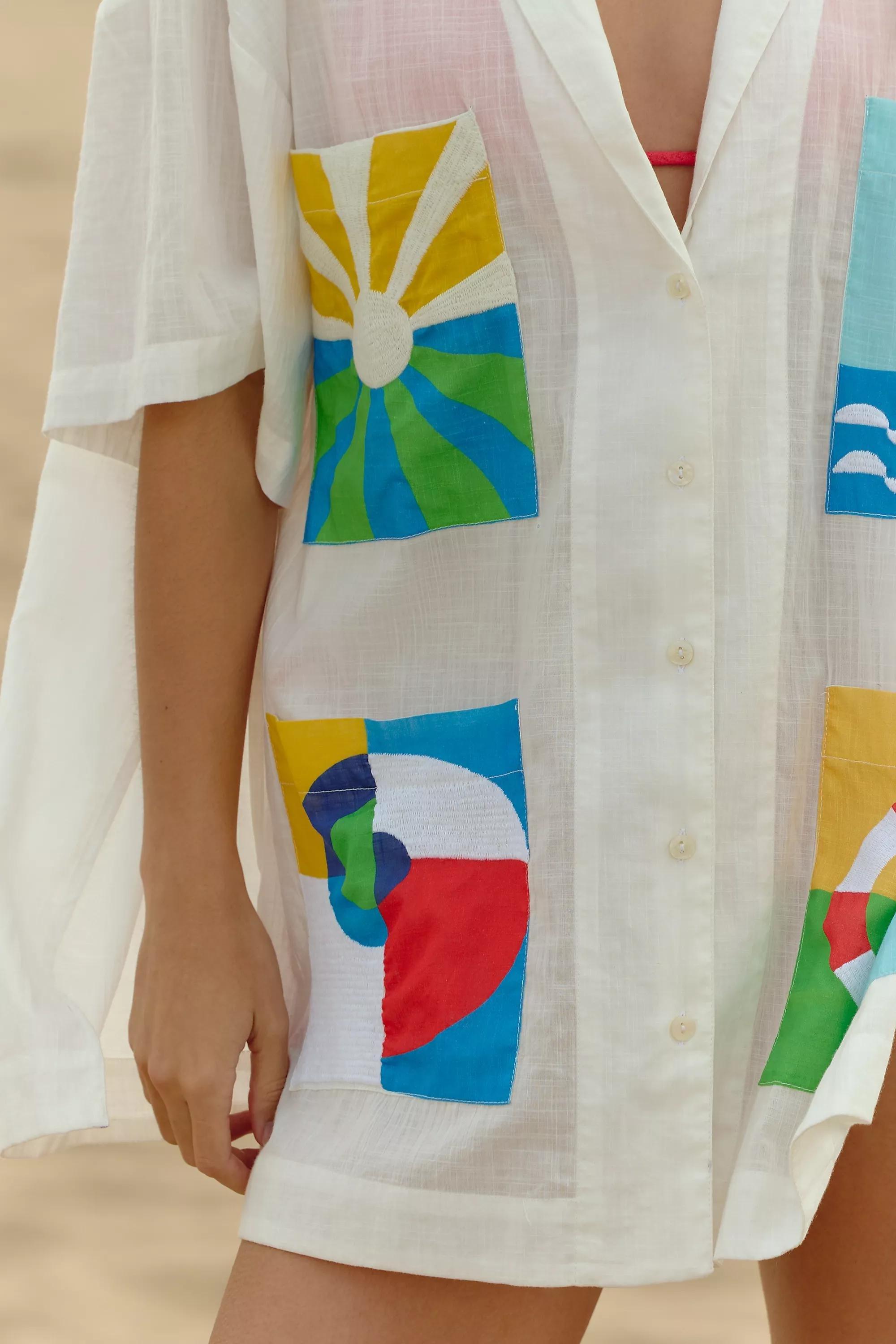 By Celandine Boxy Button-down Shirt, White, A501_0010, large image number 3