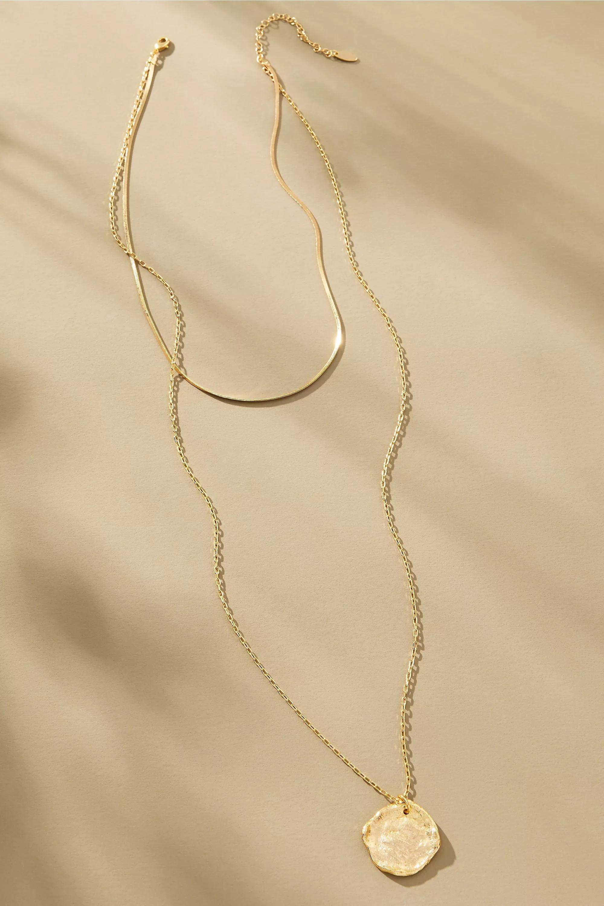 Double Chain Pendant Necklace, Gold, A501_0070, large image number 0