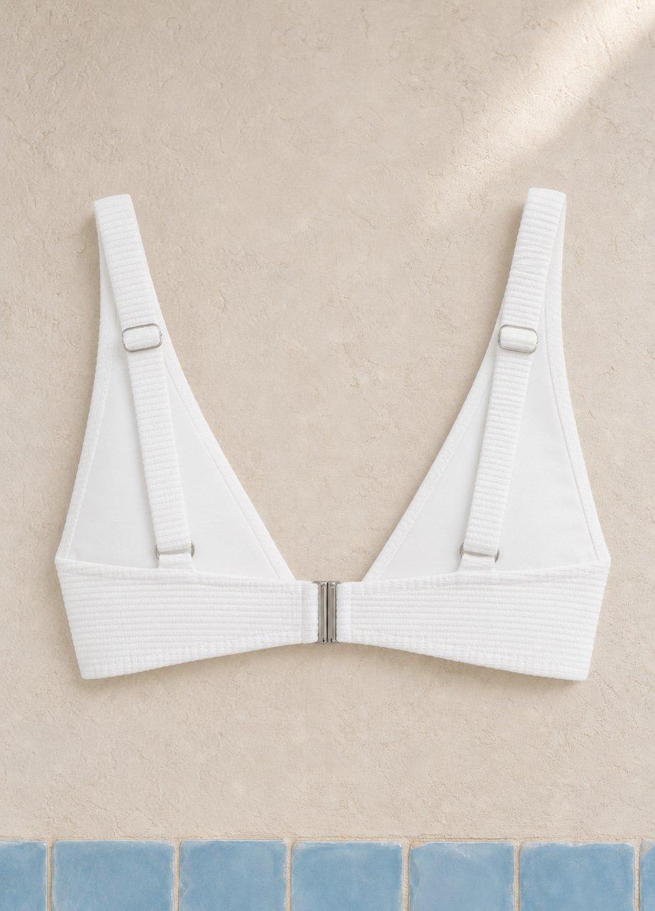 Ribbed Triangle Bikini Top, White, White, large image number 1