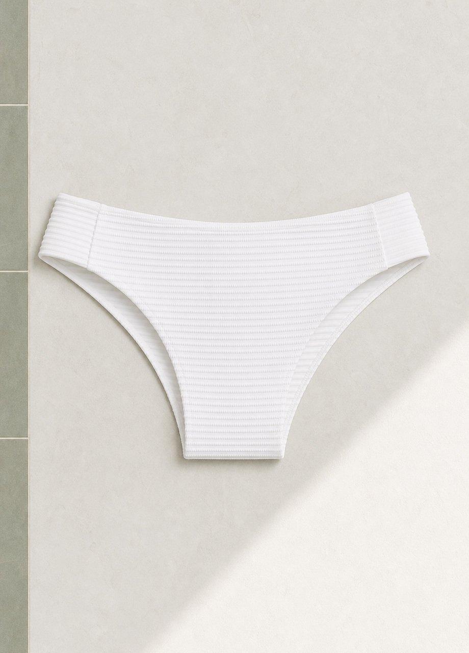Ribbed Bikini Bottom, White, White, medium