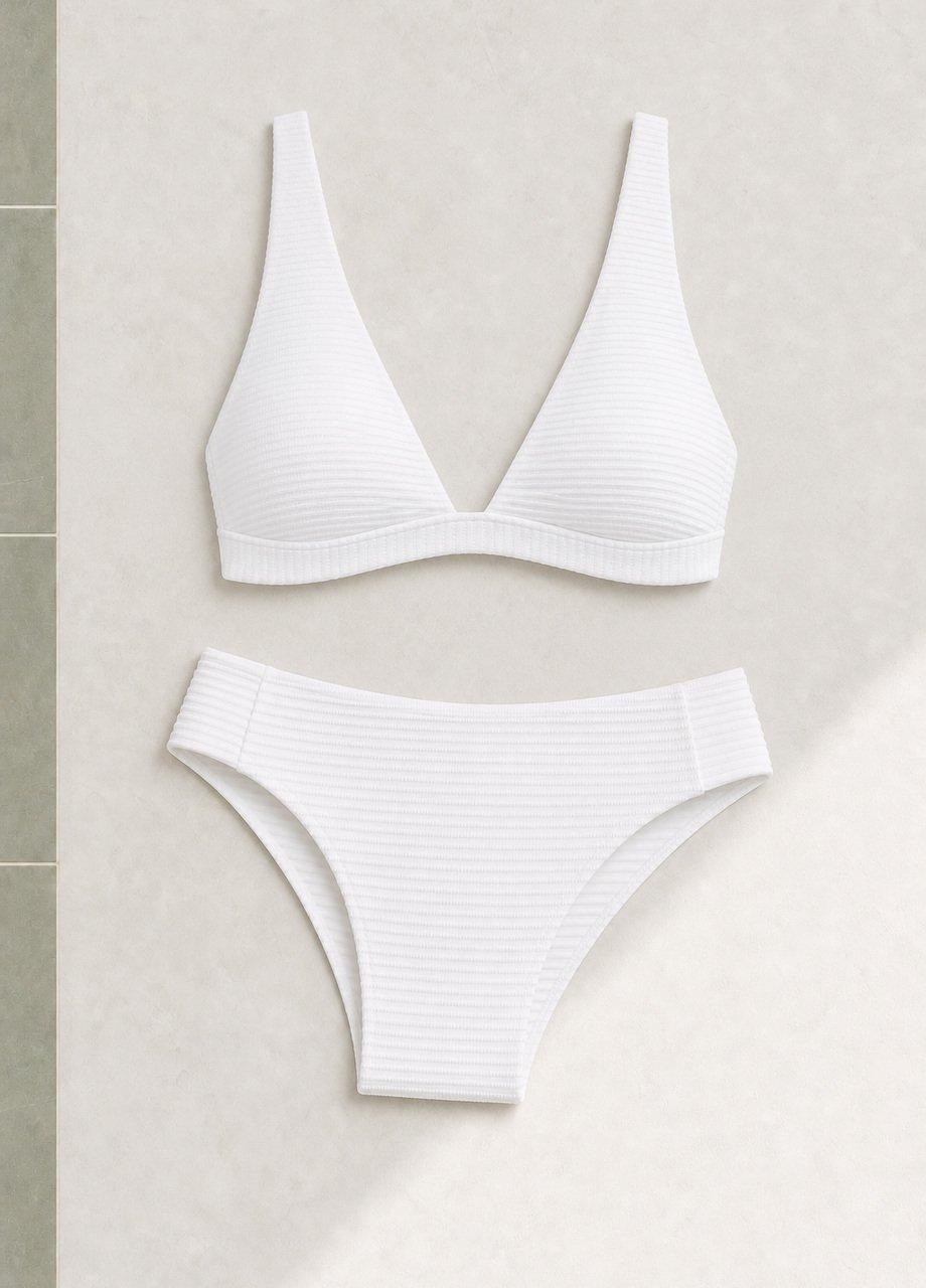 Ribbed Bikini Bottom, White, White, medium