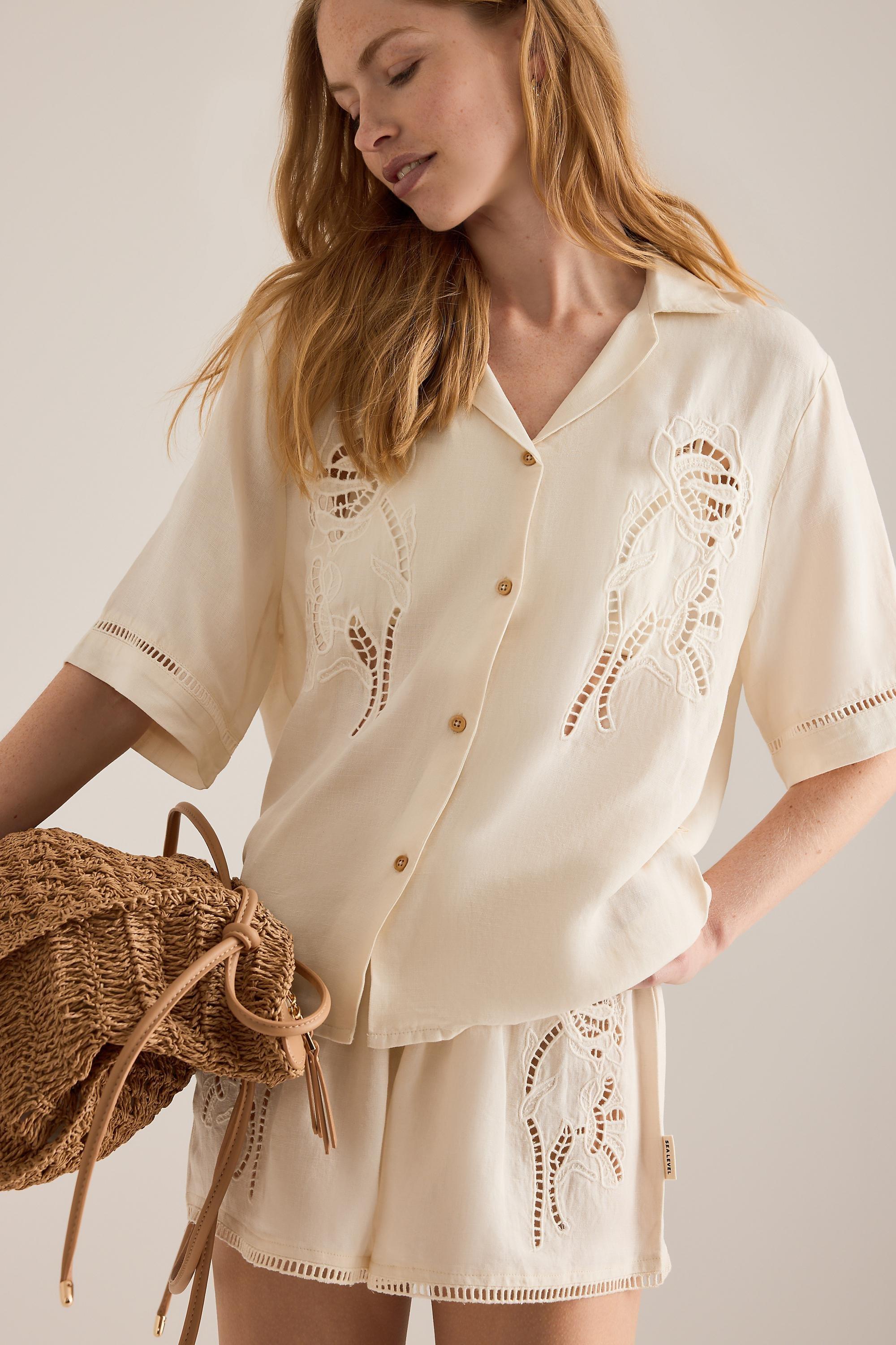 Sea Level Summerland Cutwork Shirt, Beige, Beige, large image number 0