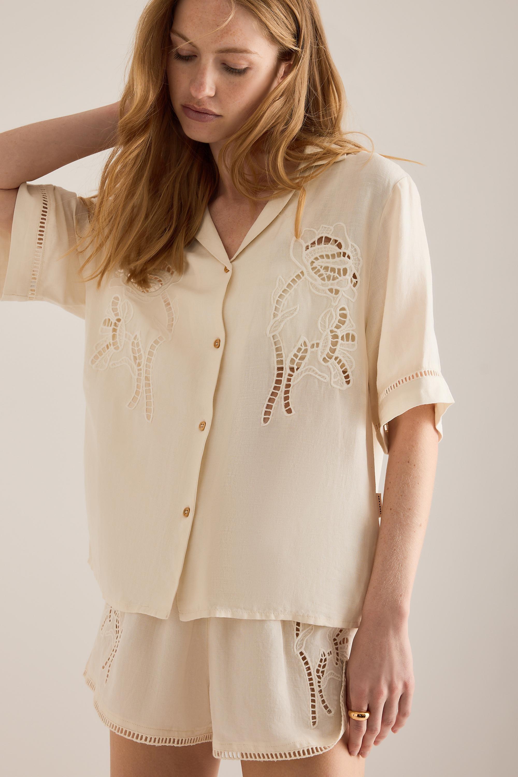 Sea Level Summerland Cutwork Shirt, Beige, Beige, large image number 2