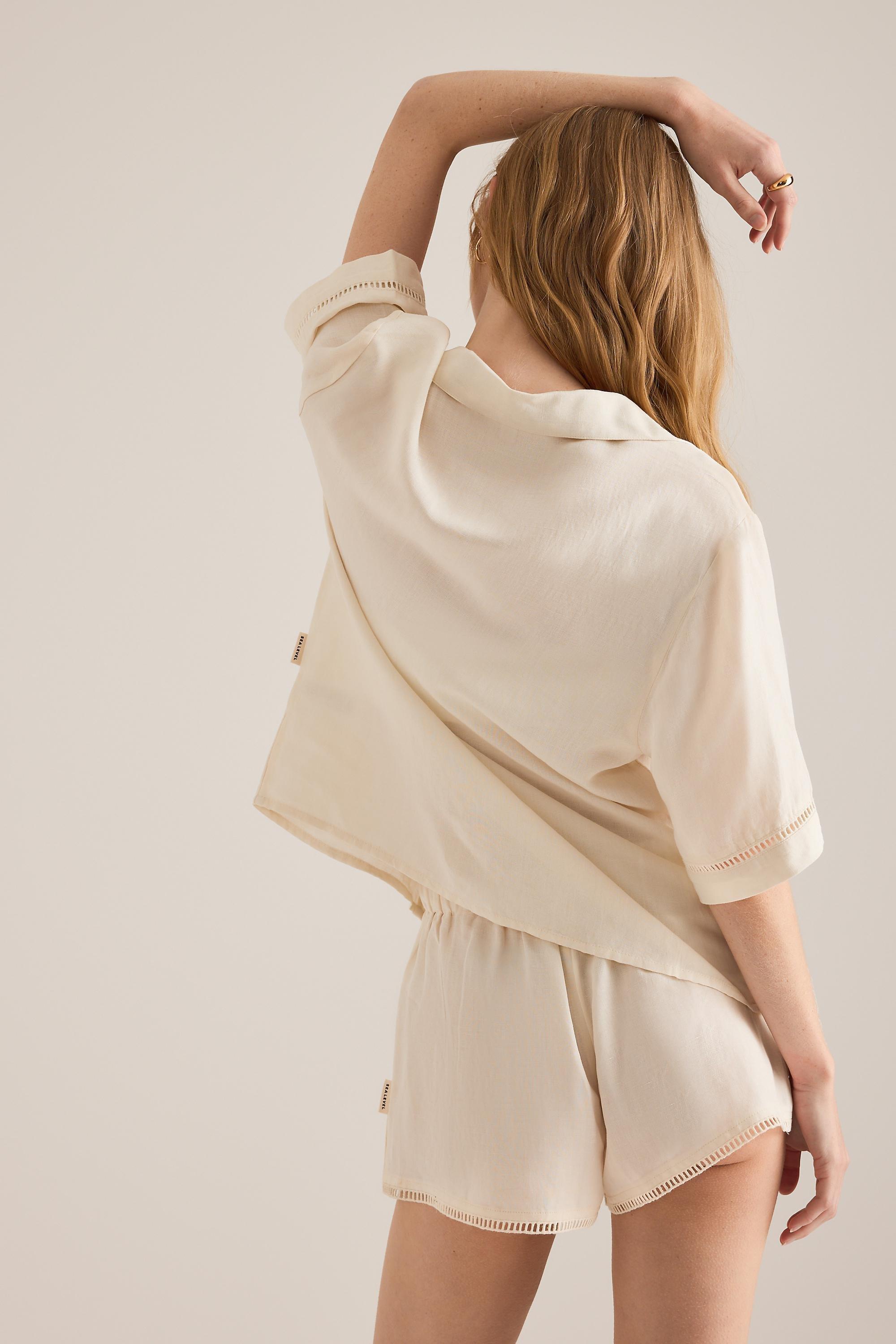 Sea Level Summerland Cutwork Shirt, Beige, Beige, large image number 3