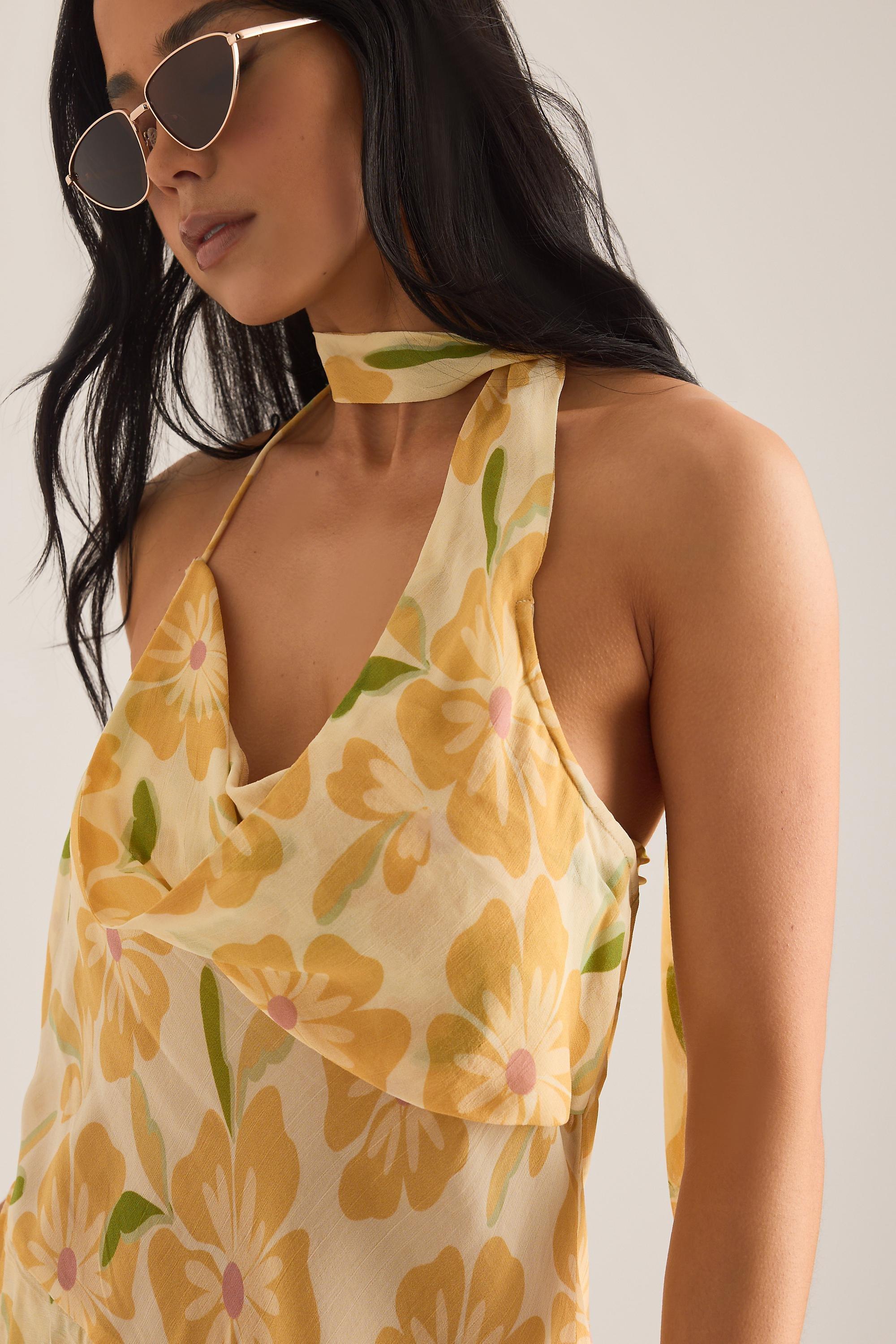 Wild Lovers Sundance Scarf-Detail Ruffle Mini Dress, Yellow, A501_0072, large image number 3