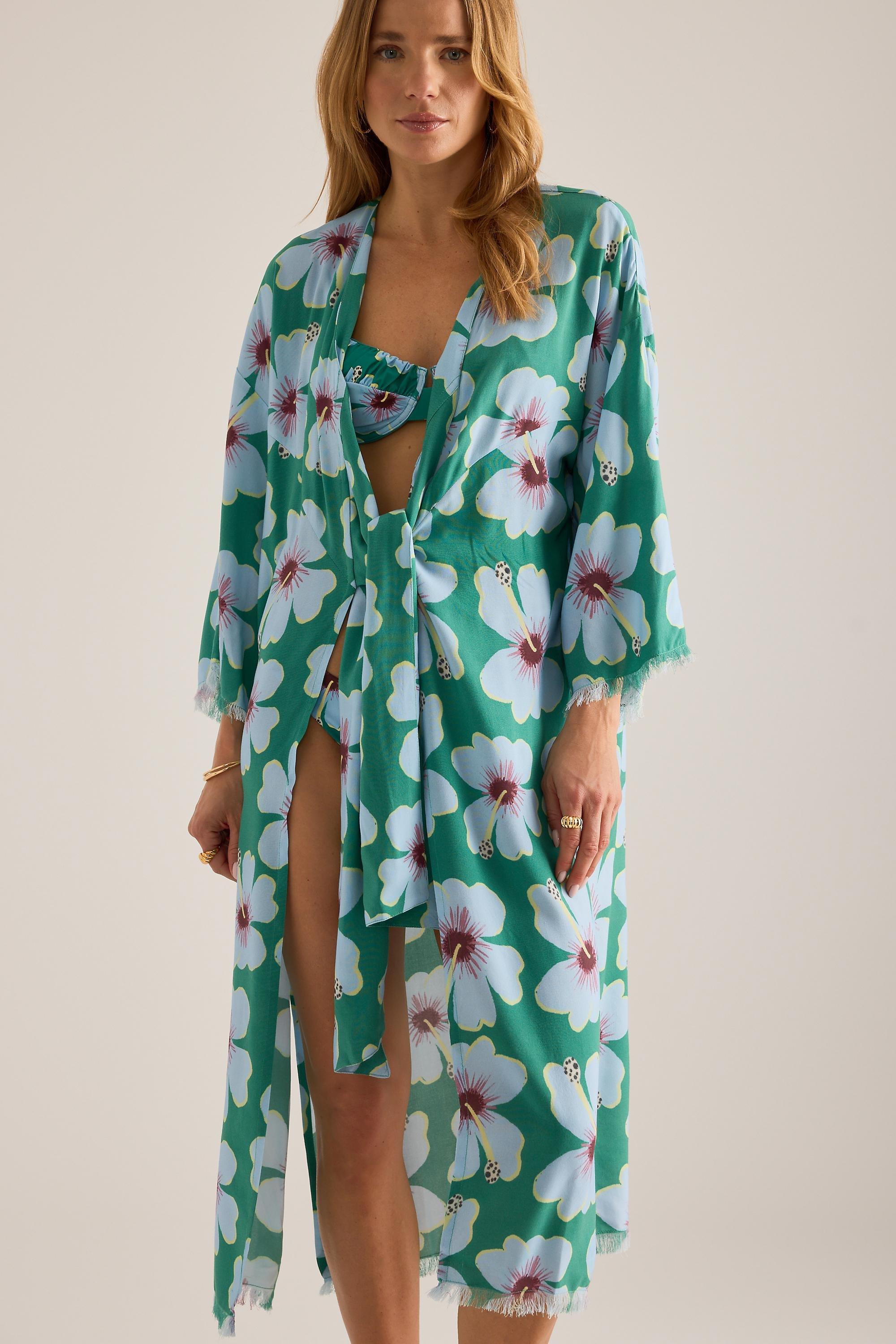 Wild Lovers Stripe Ruffle Cover-Up, Multicolour, Green, large image number 1